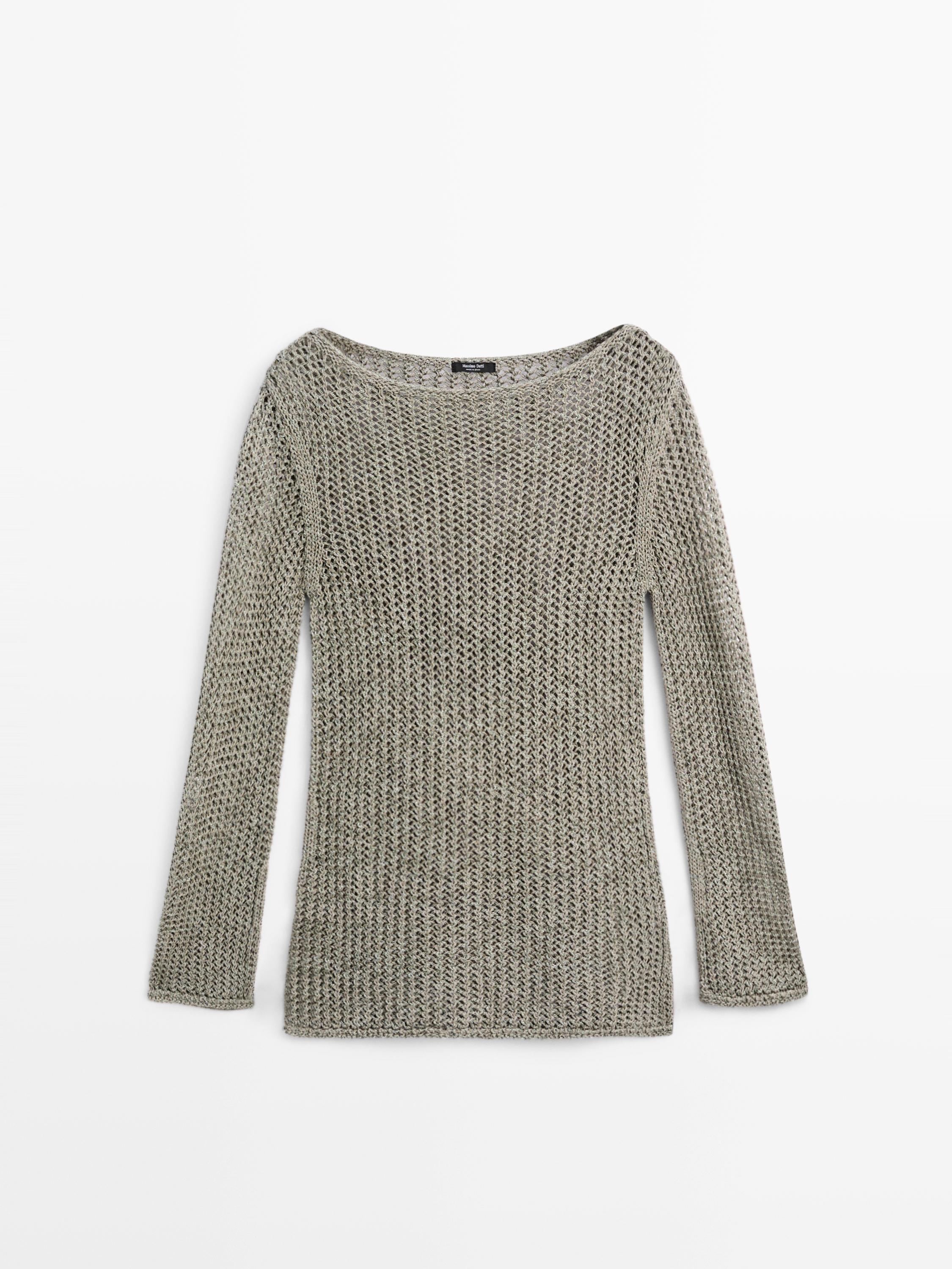 Strickpullover aus Baumwollmischgewebe mit lockerem Strickmuster