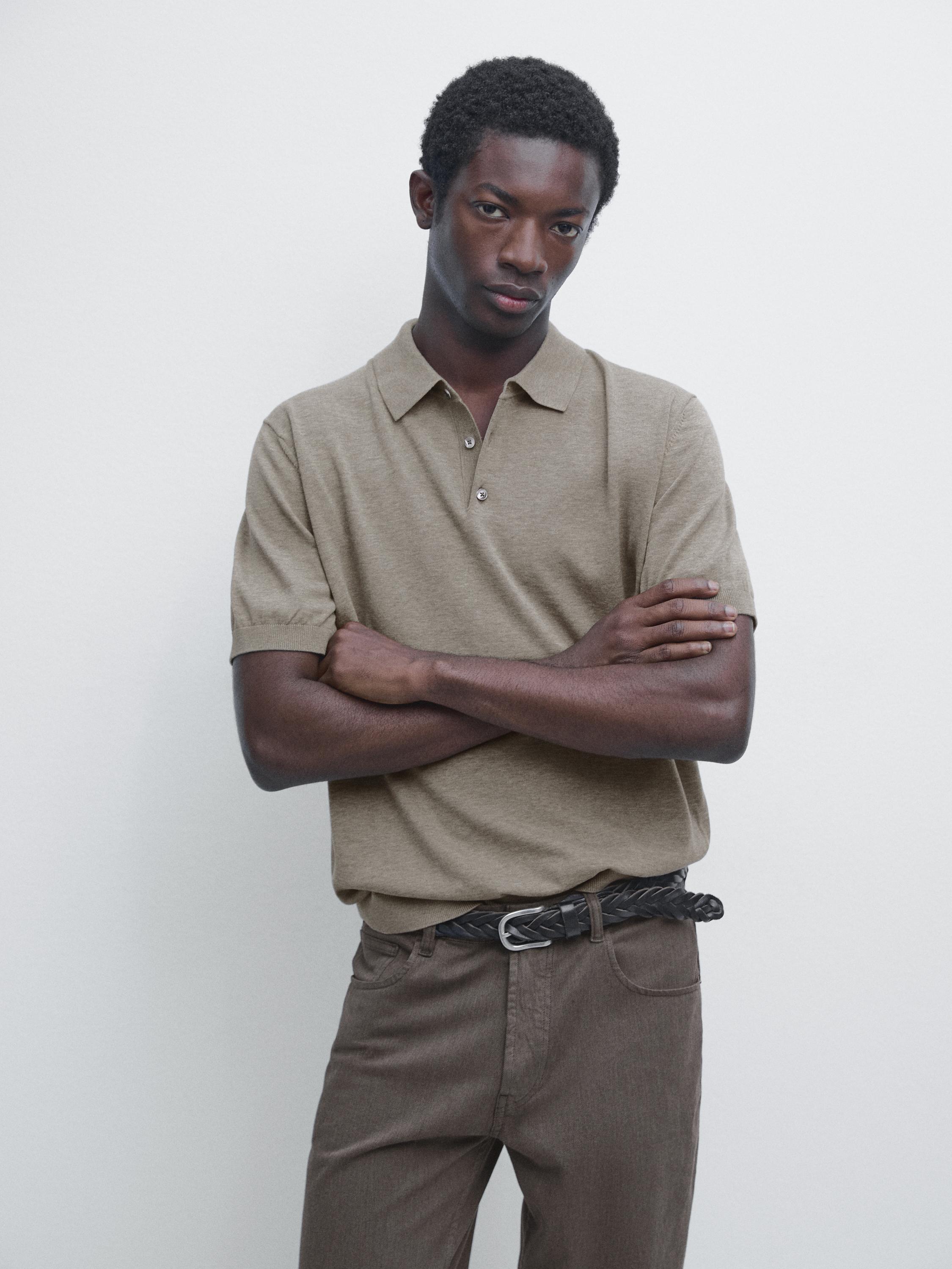 100% cotton knit polo shirt — Washed