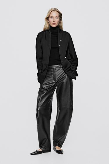 Nappa leather barrel fit pants - LIMITED EDITION — ANTHRACITE 1