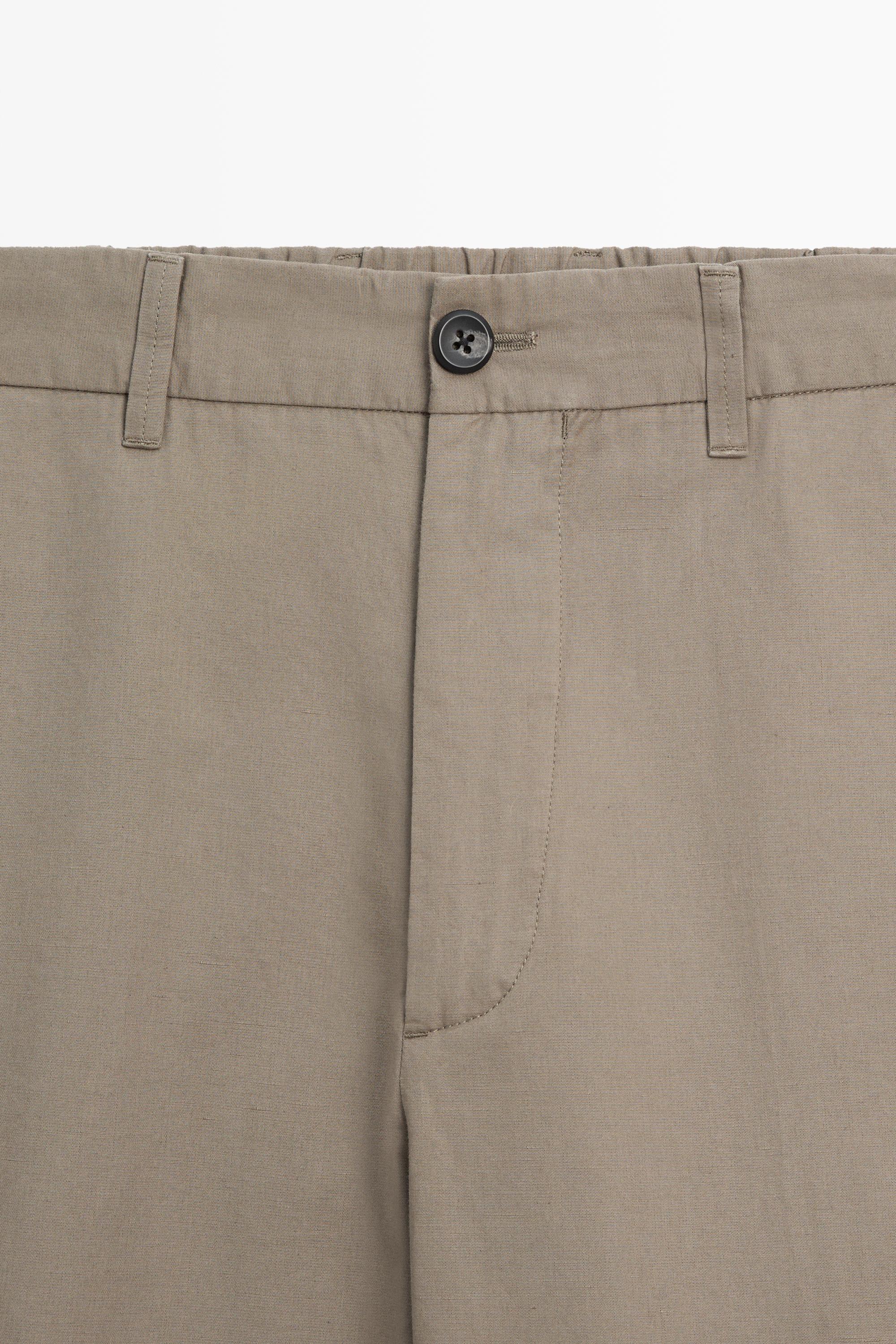 Cotton and linen barrel fit poplin trousers — GREEN