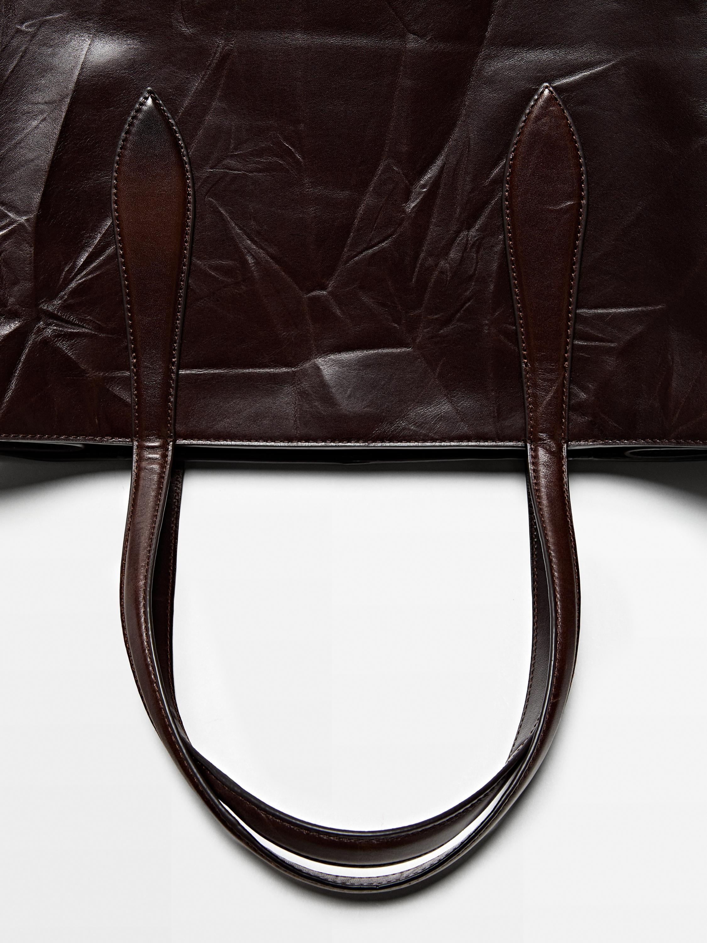 Crackled nappa leather maxi MD ICON bag — BROWN