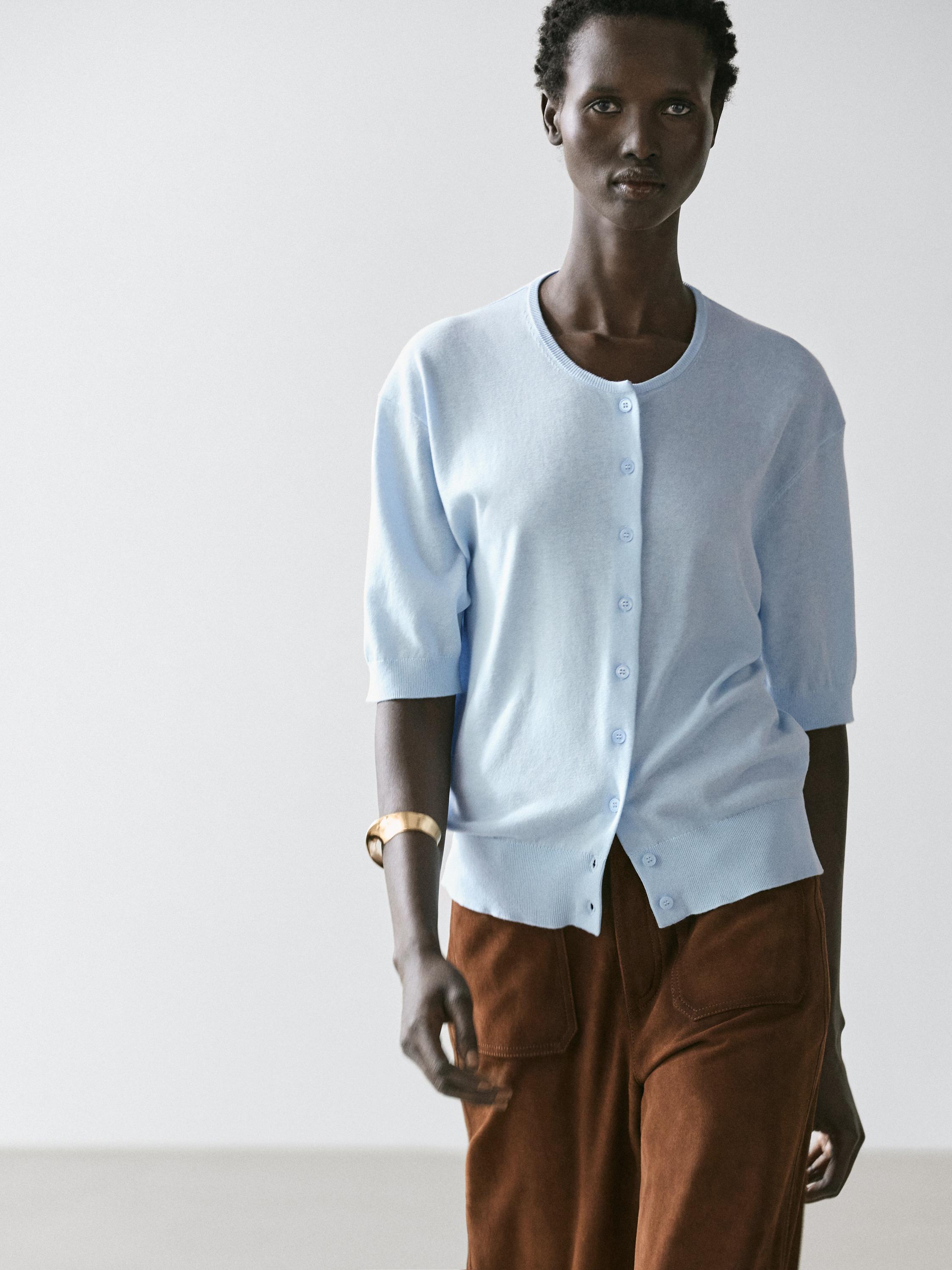 Трикотажний кардиган із короткими рукавами