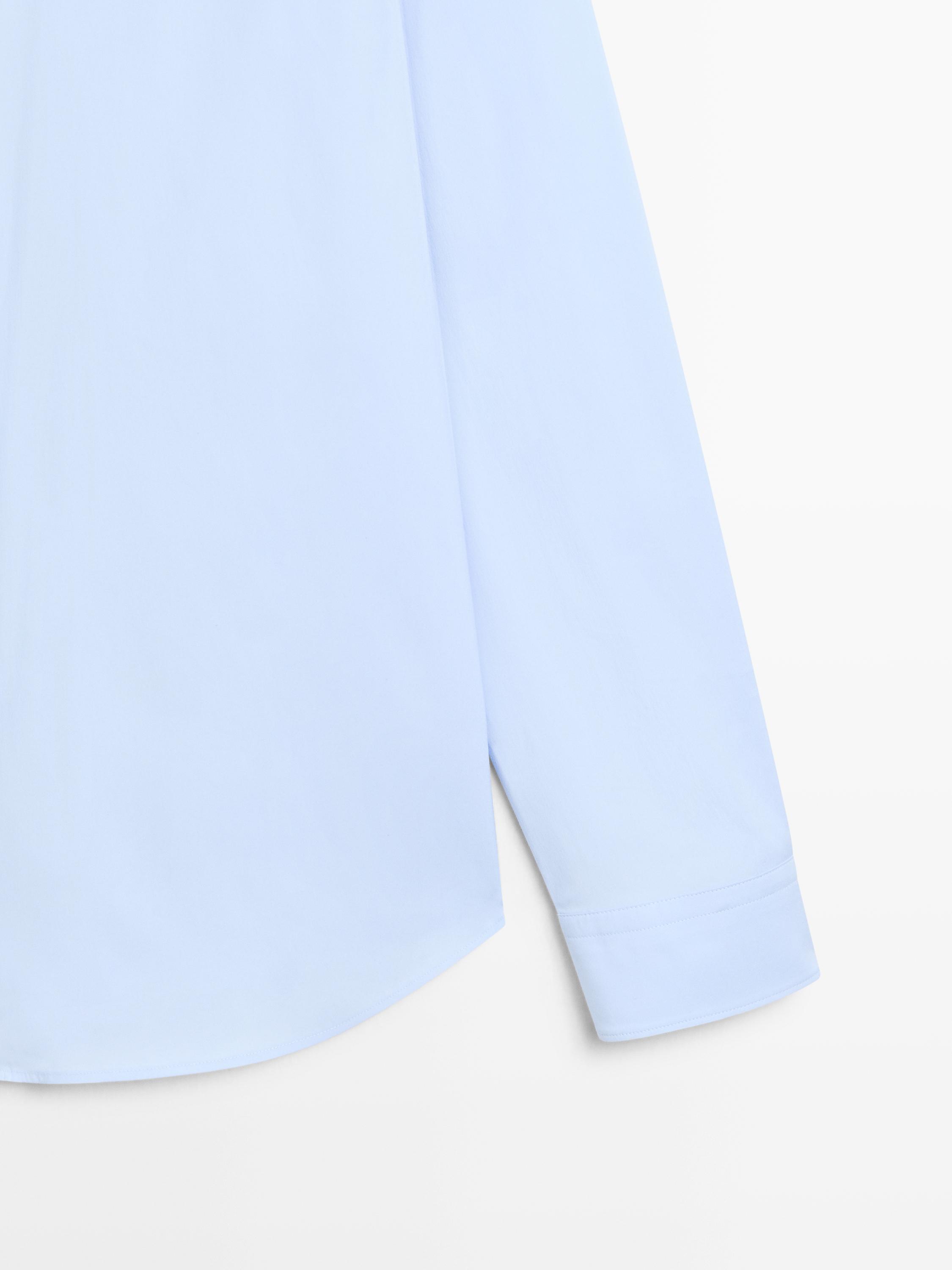Slim fit stretch cotton blend shirt — Sky blue