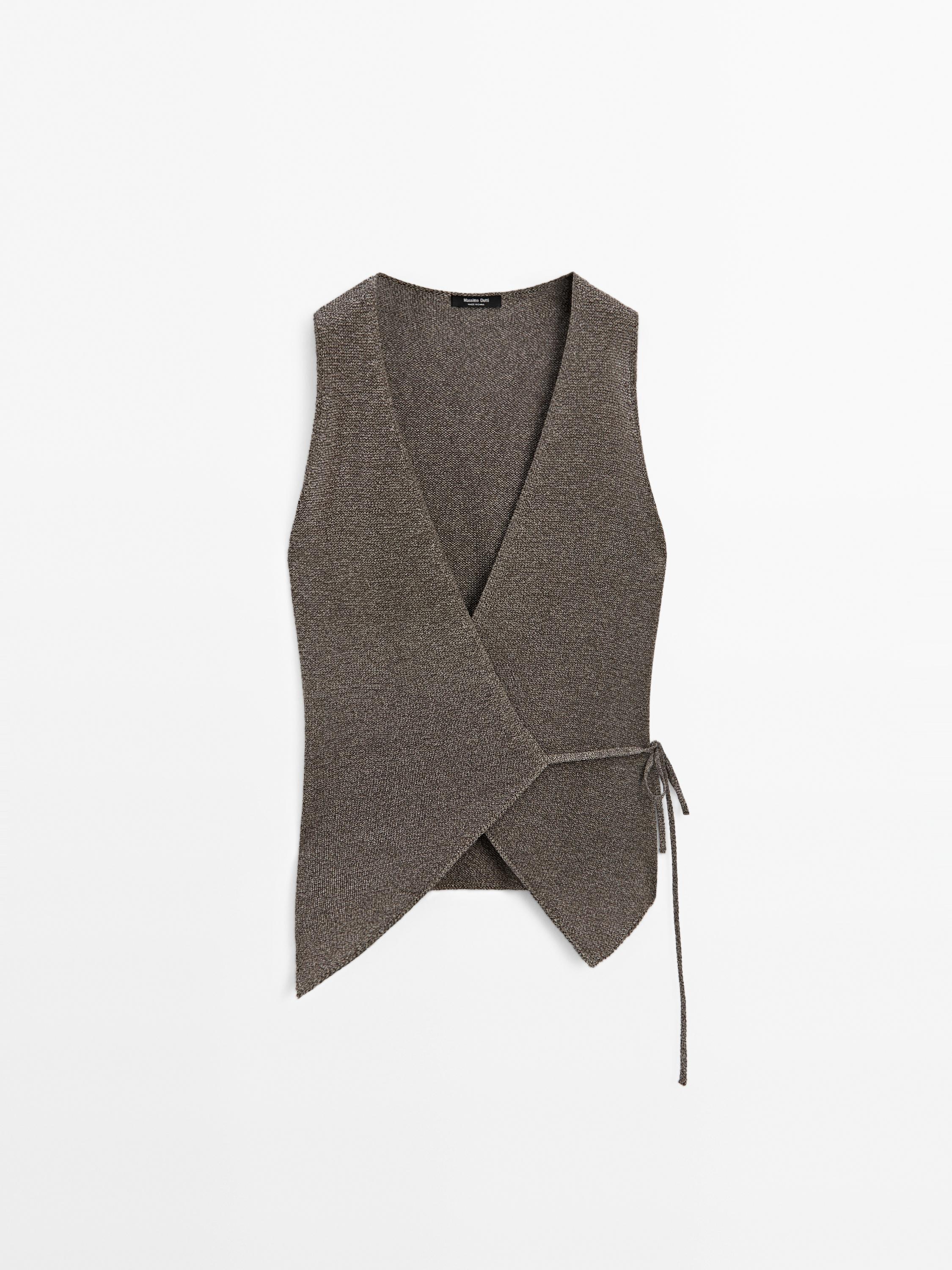 Veste sans manches cache-cœur en maille moulinée