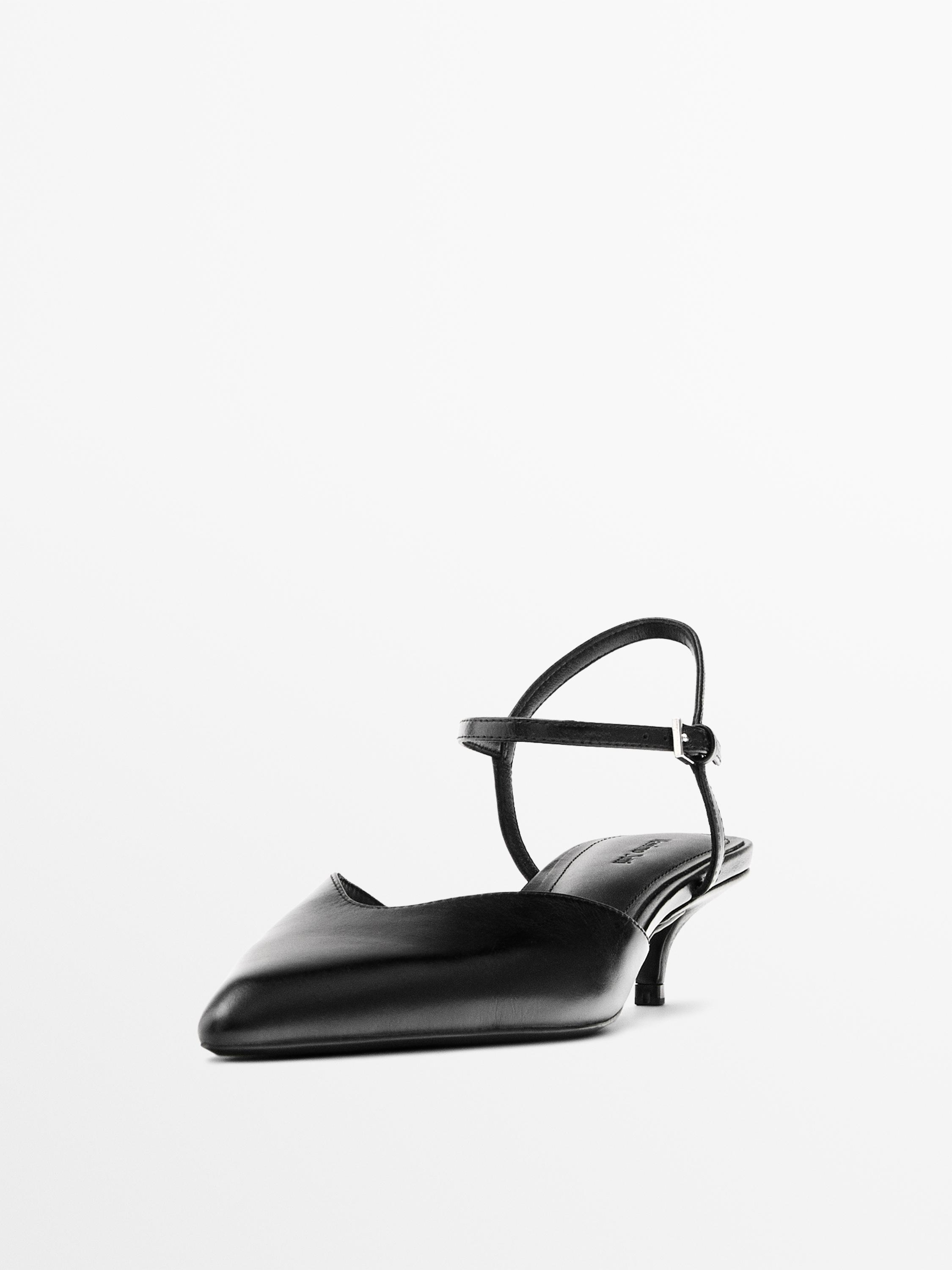 High-heel slingback shoes — BLACK