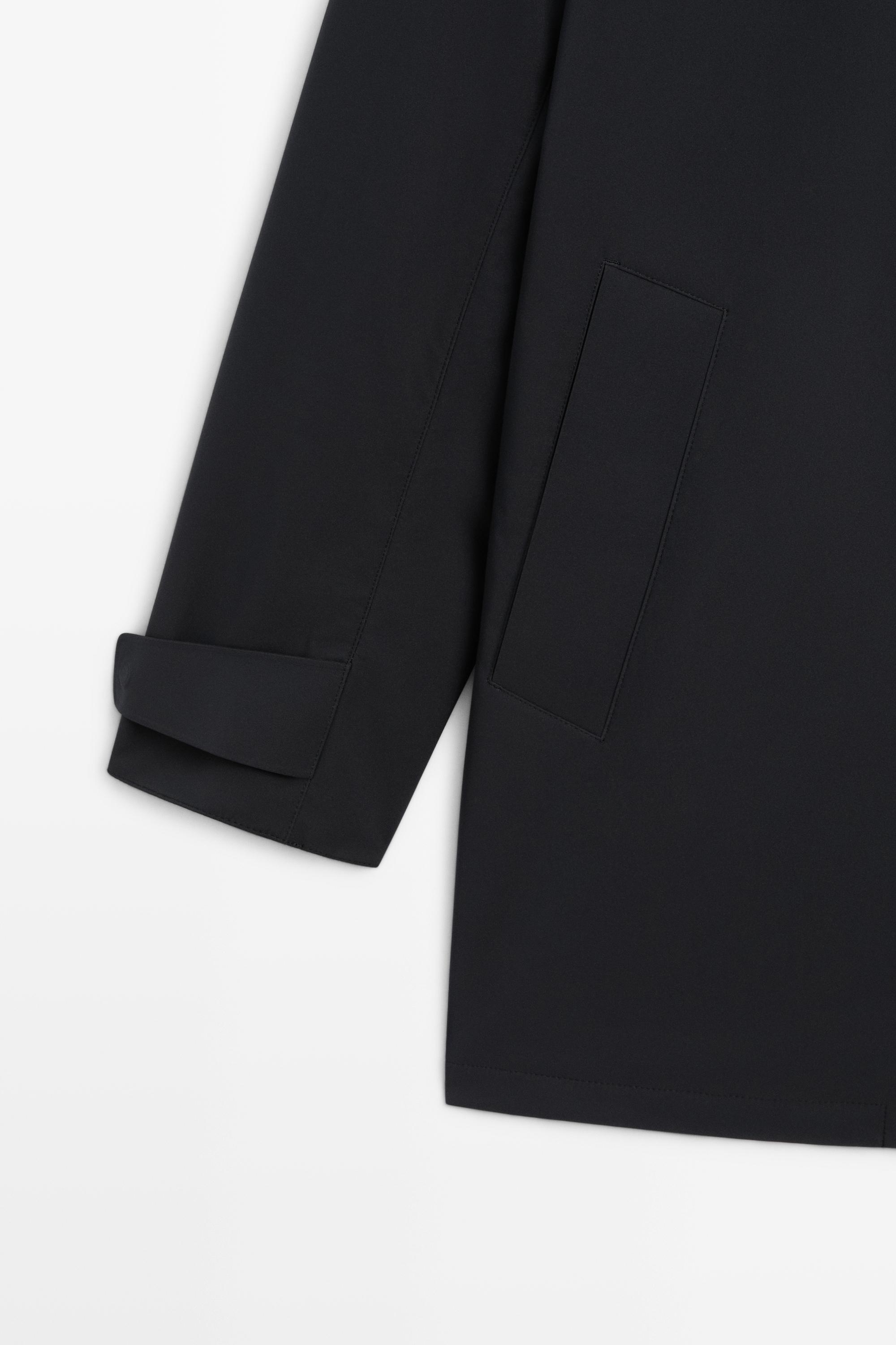 Long collar detail trench coat — DARK NAVY