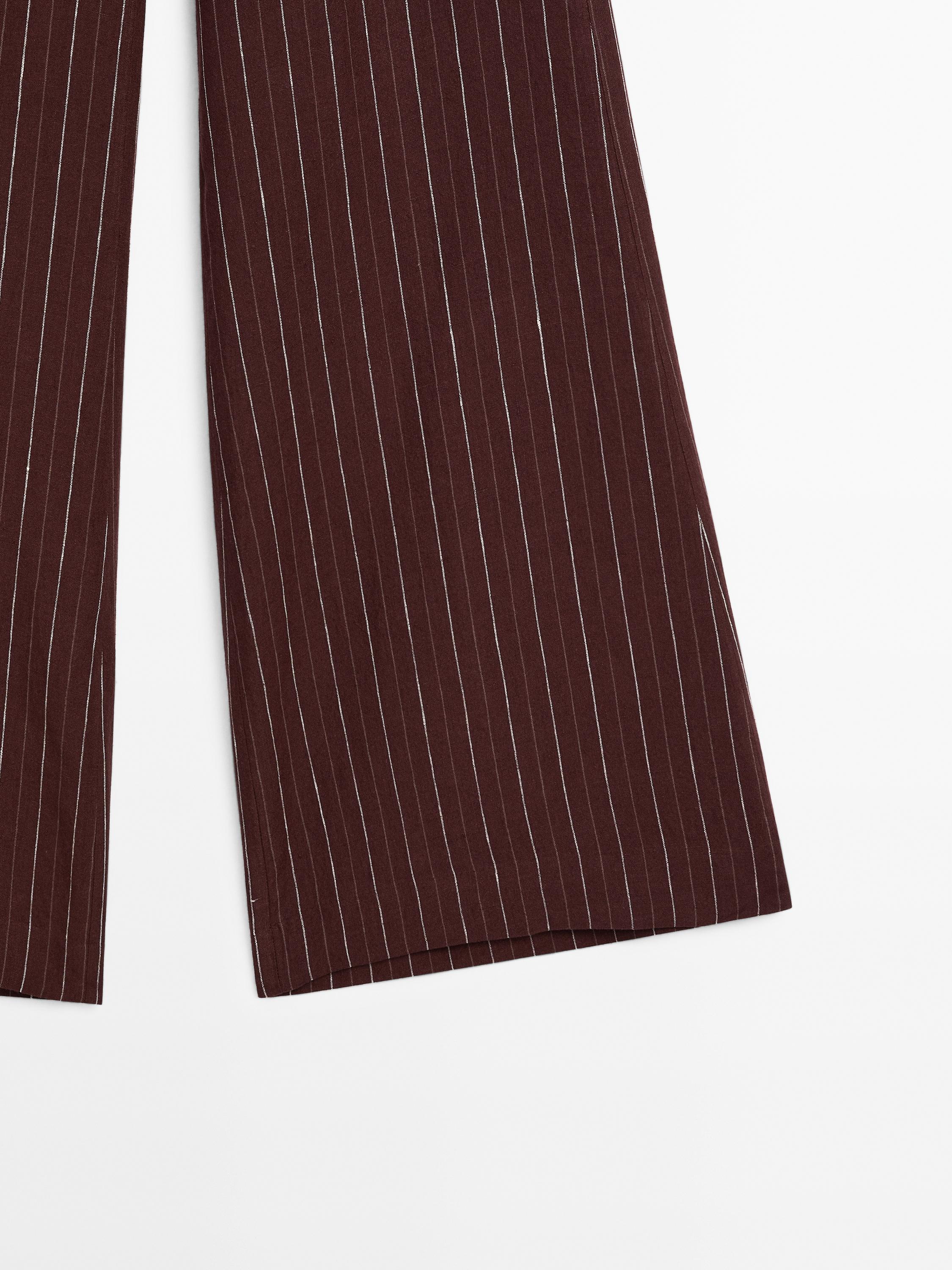 High-waist wide-leg linen trousers
