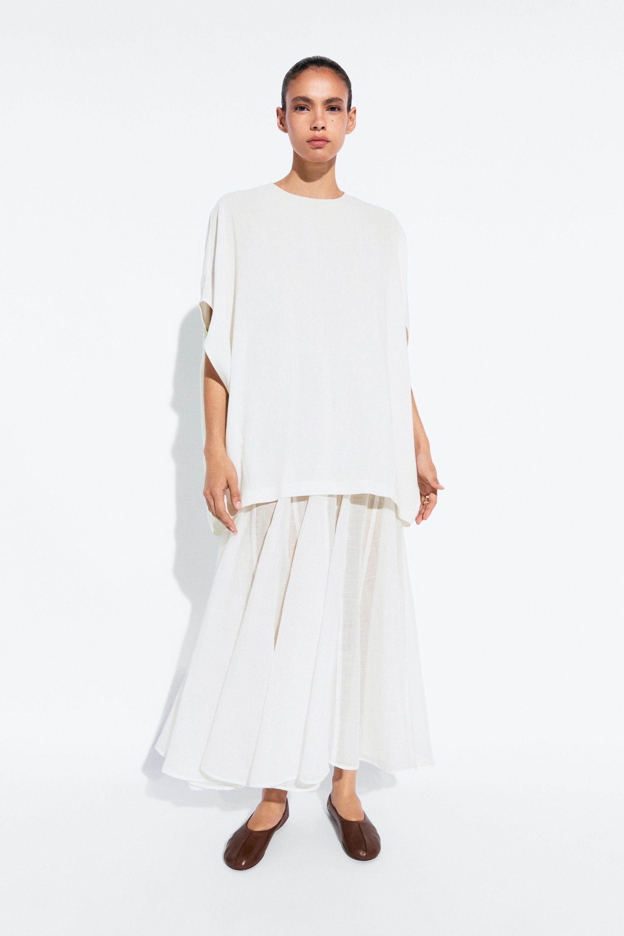 Combined linen-blend dress