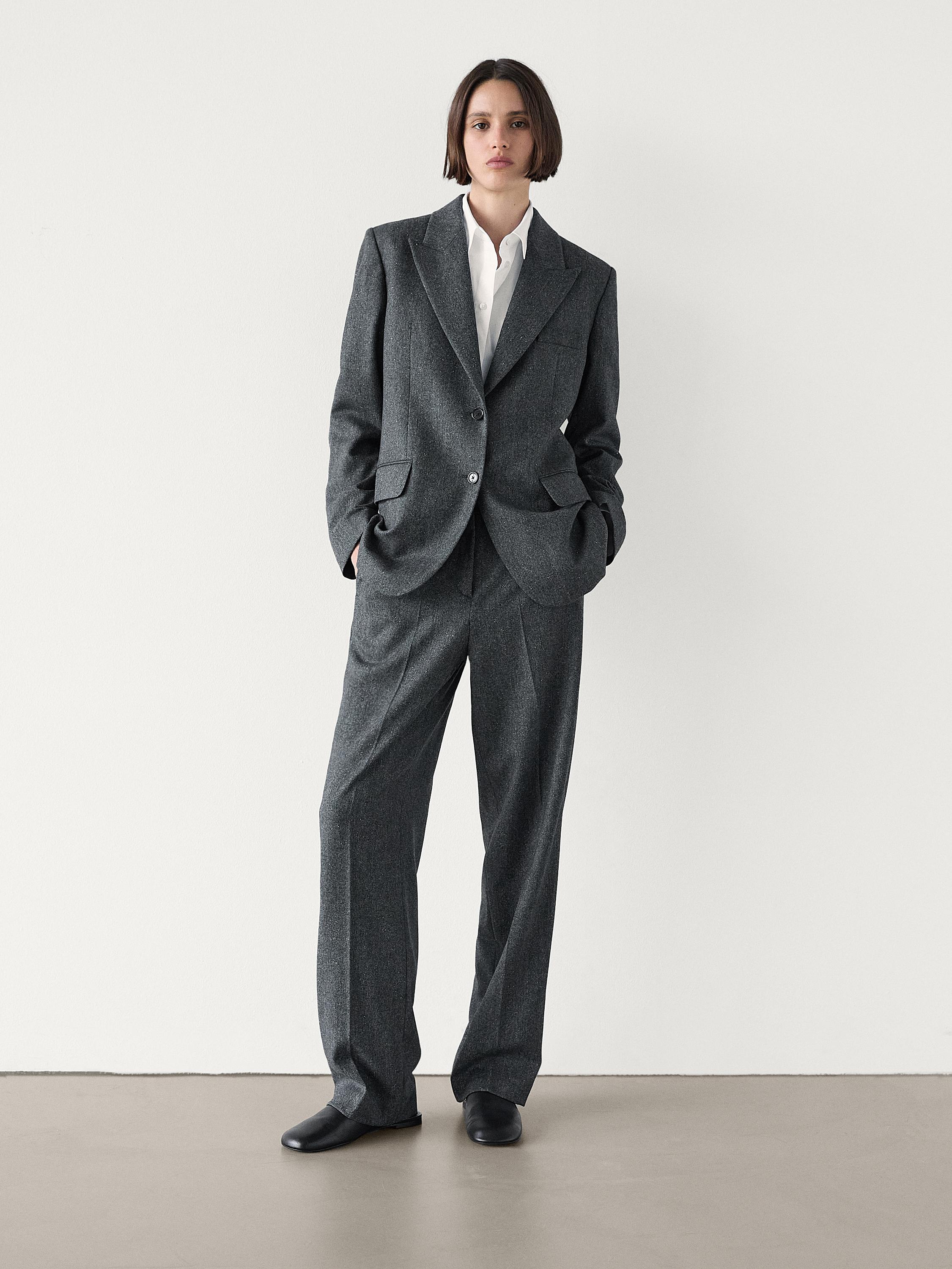 Herringbone suit trousers