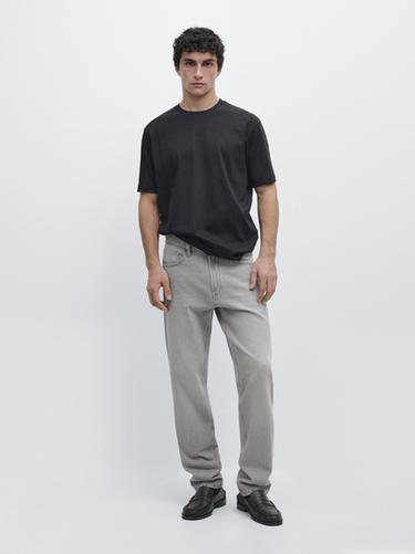 100% mercerised cotton ribbed T-shirt — NAVY BLUE 1