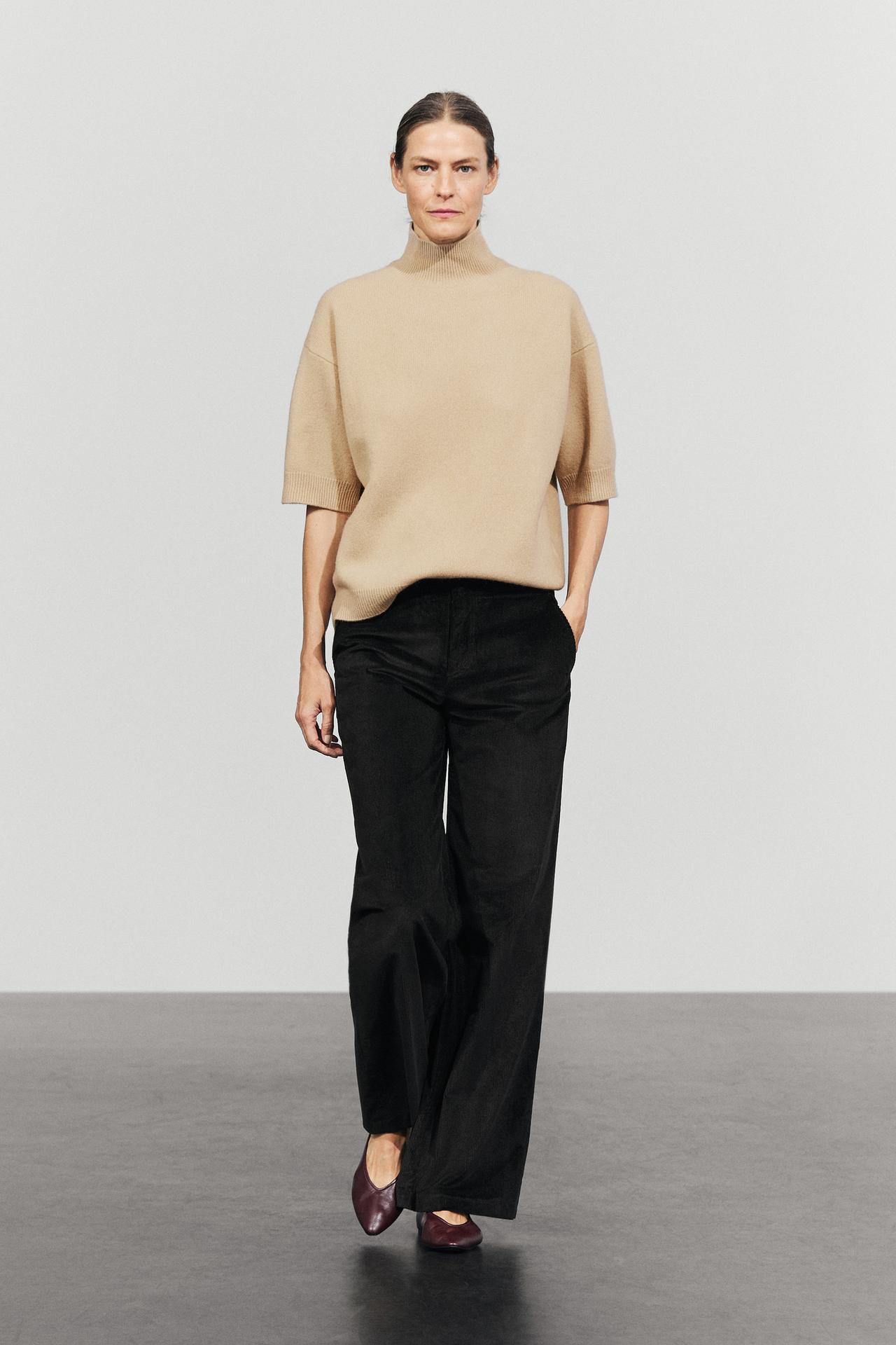 Palazzo corduroy pants — BLACK