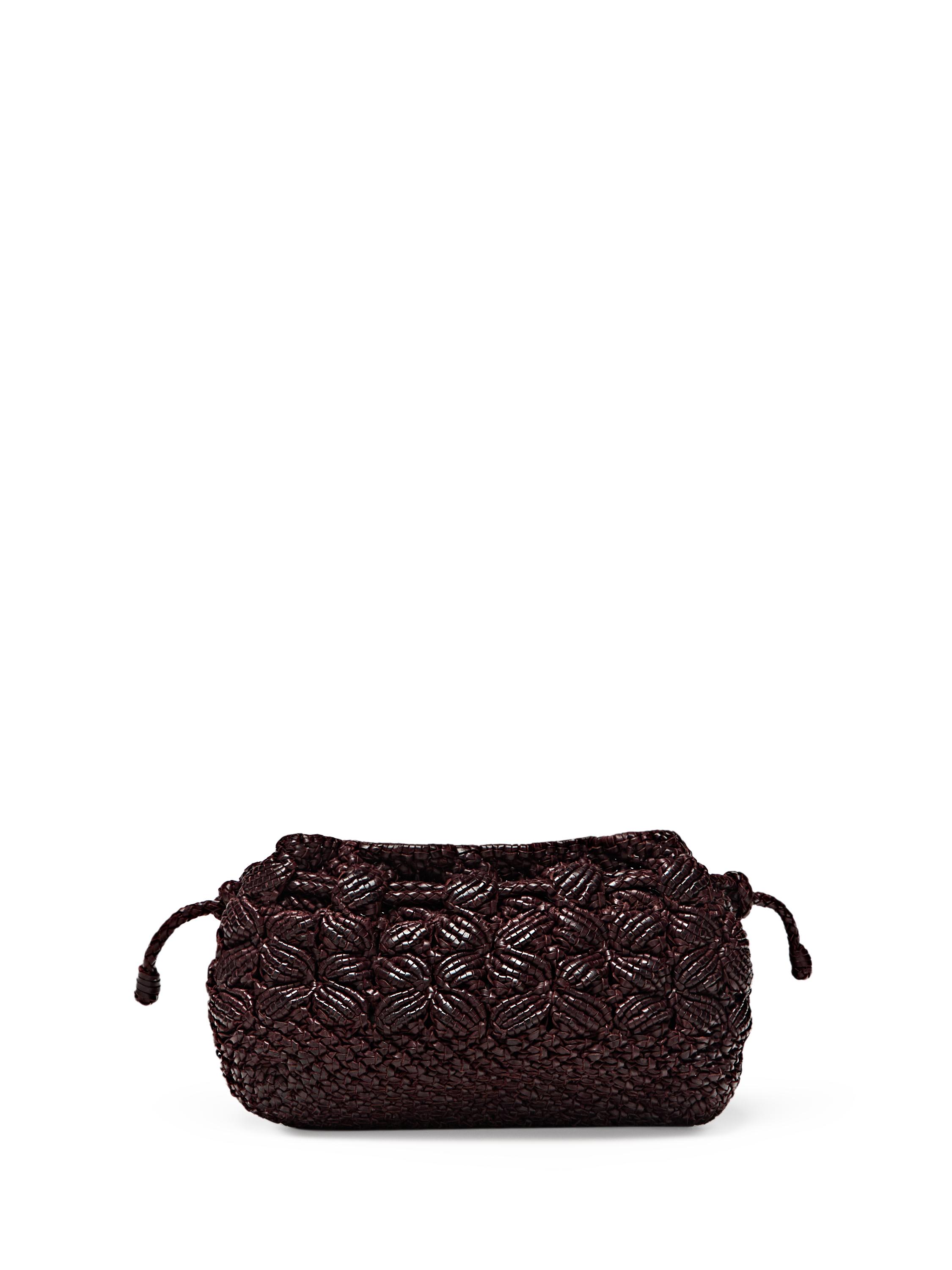 Nappa leather macramé pouch bag — BURGUNDY