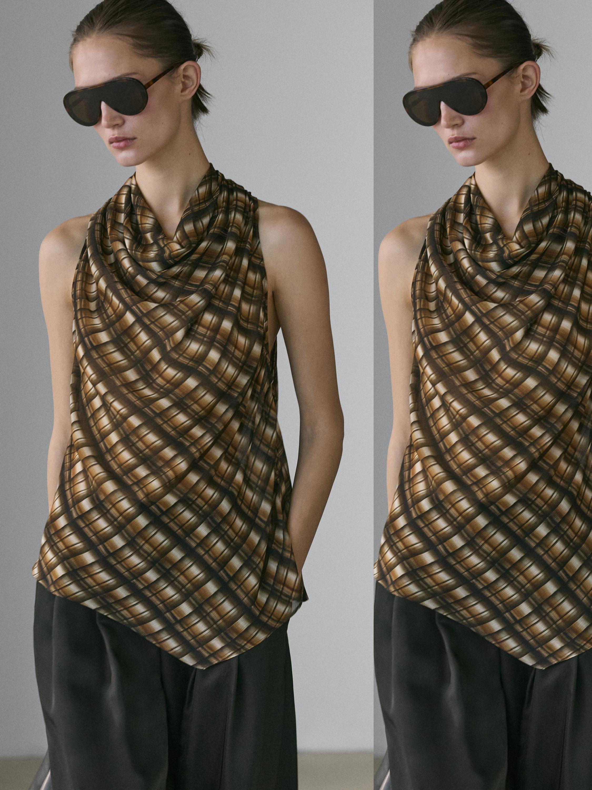 Flowing draped top — MUSTARD YELLOW