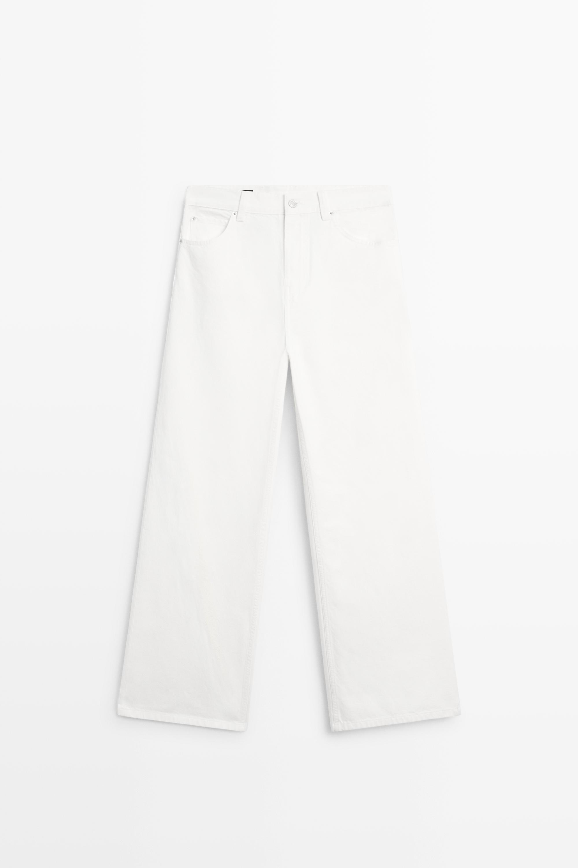 High-waist wide-leg jeans — Off white