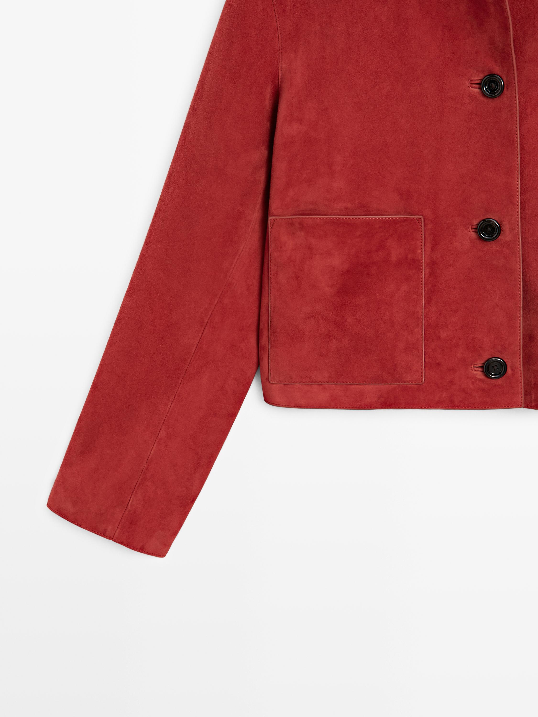 Short suede leather jacket — RED
