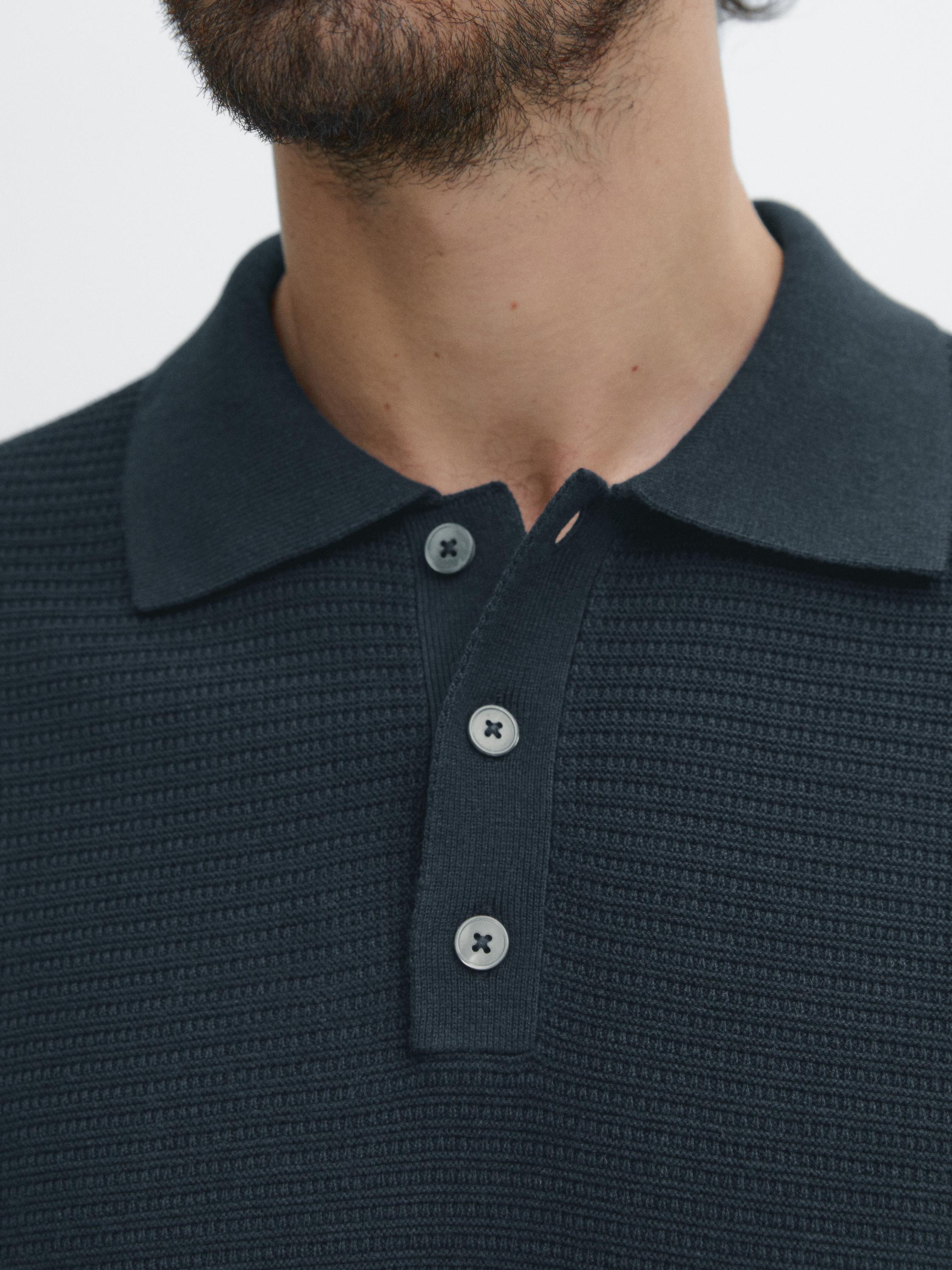 Knit polo sweater with short sleeves
