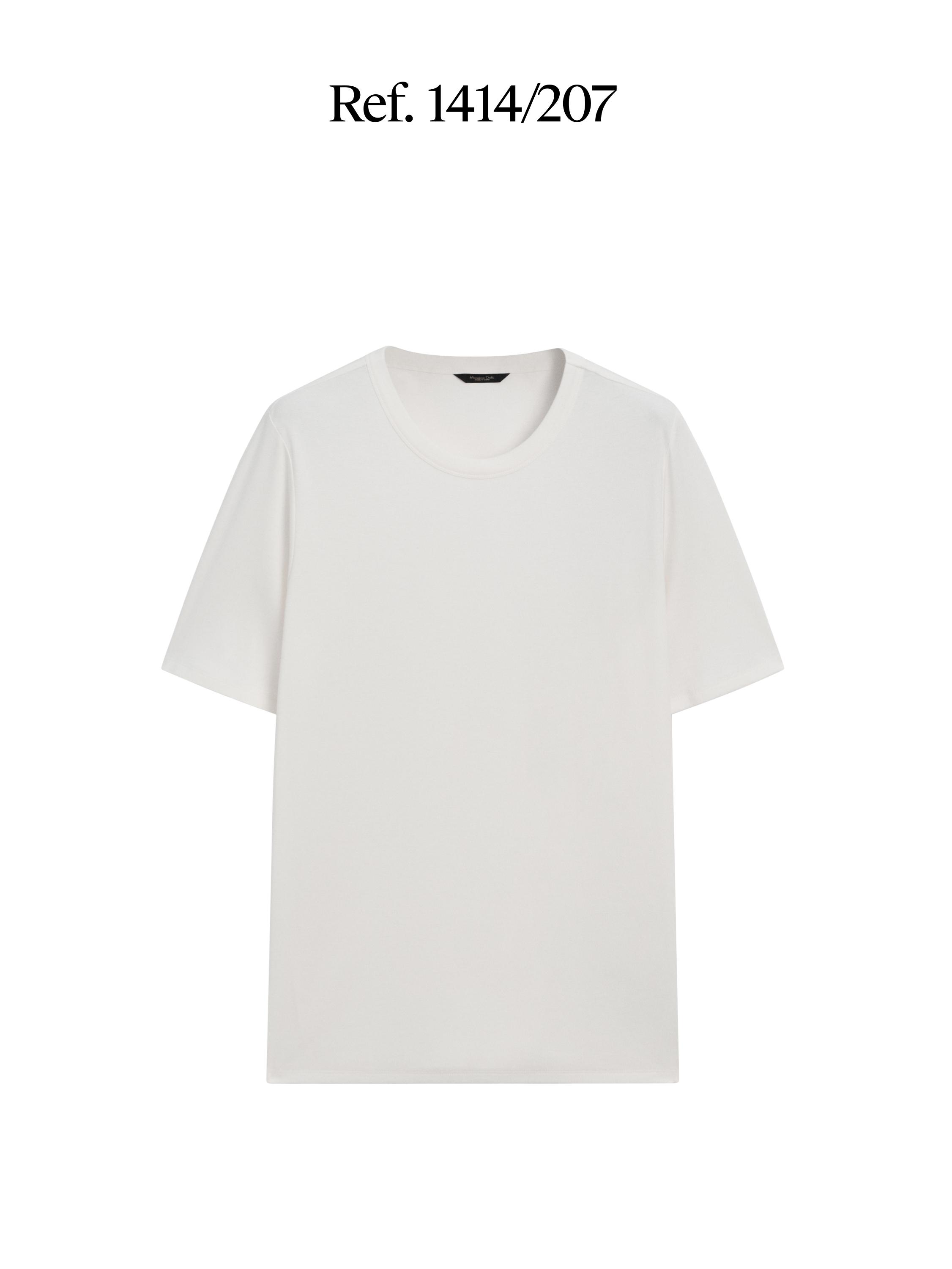 Short sleeve cotton and silk T-shirt — CREAM