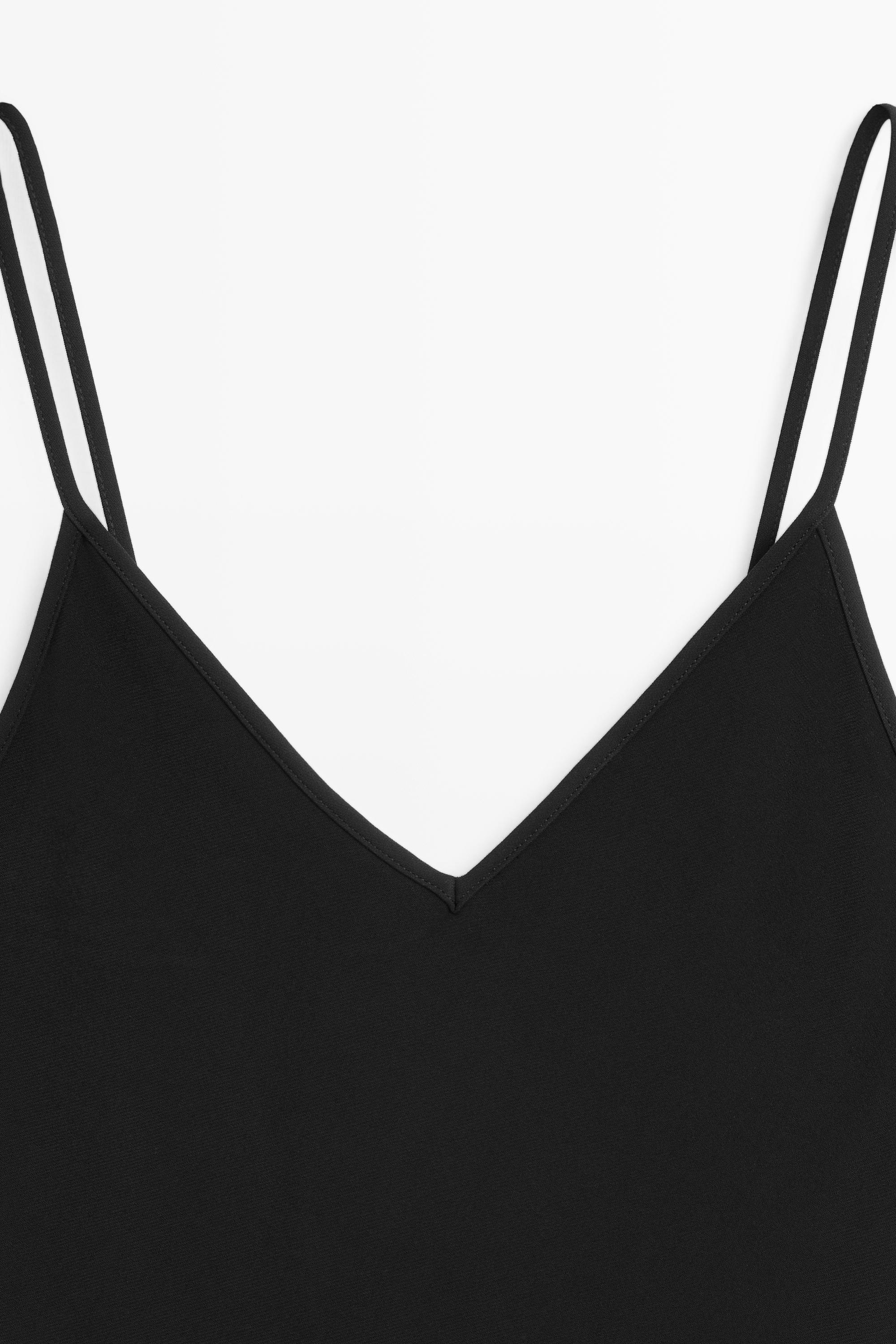 Flowing spaghetti strap midi dress — BLACK