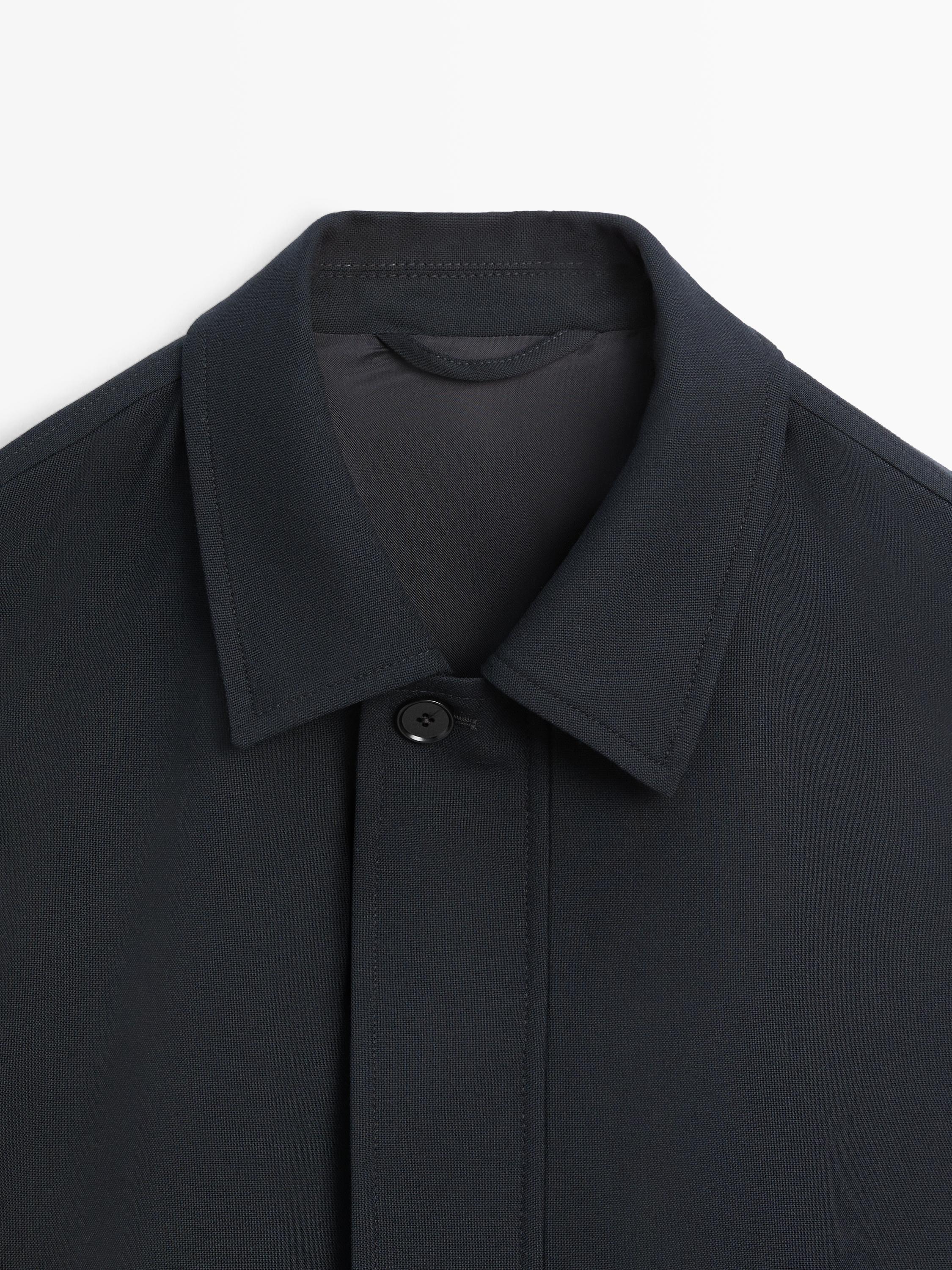 Cold wool total look jacket — NAVY BLUE