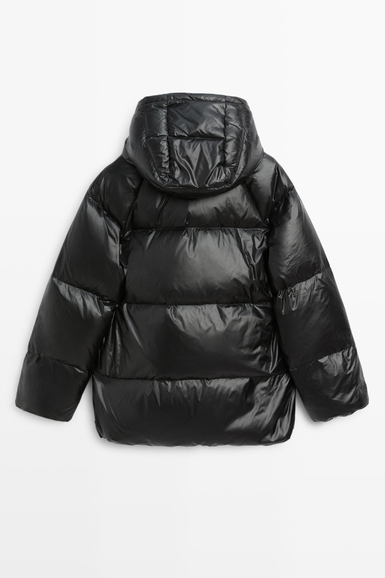 Down jacket with contrast interior — BLACK