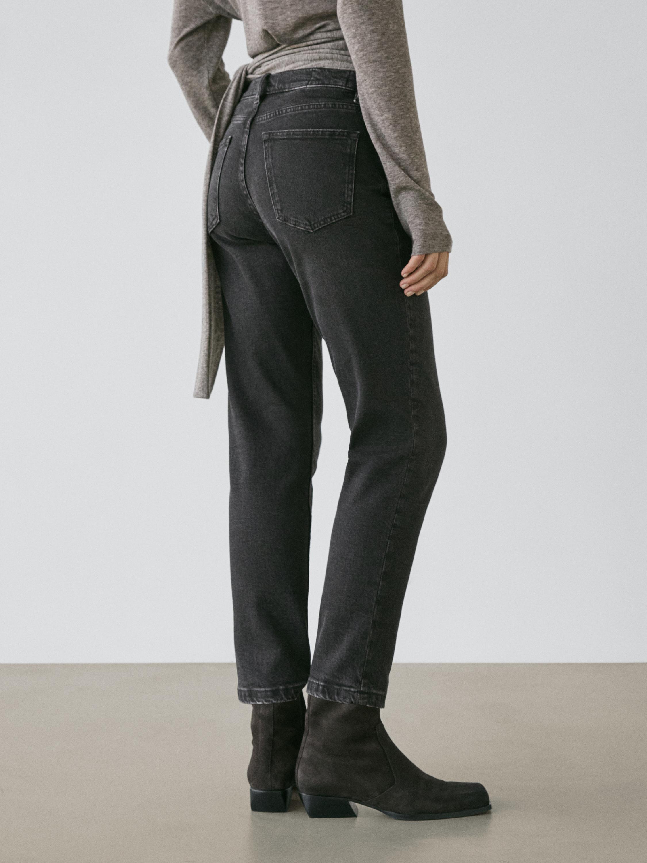 Mid-rise cropped slim fit jeans — BLACK