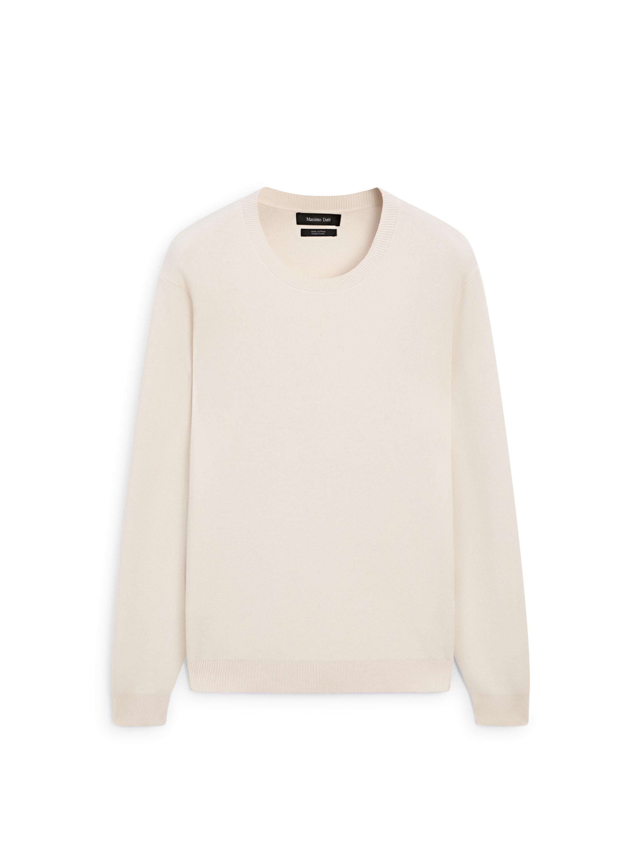 Knit 100% cotton crew neck sweater — Vanilla