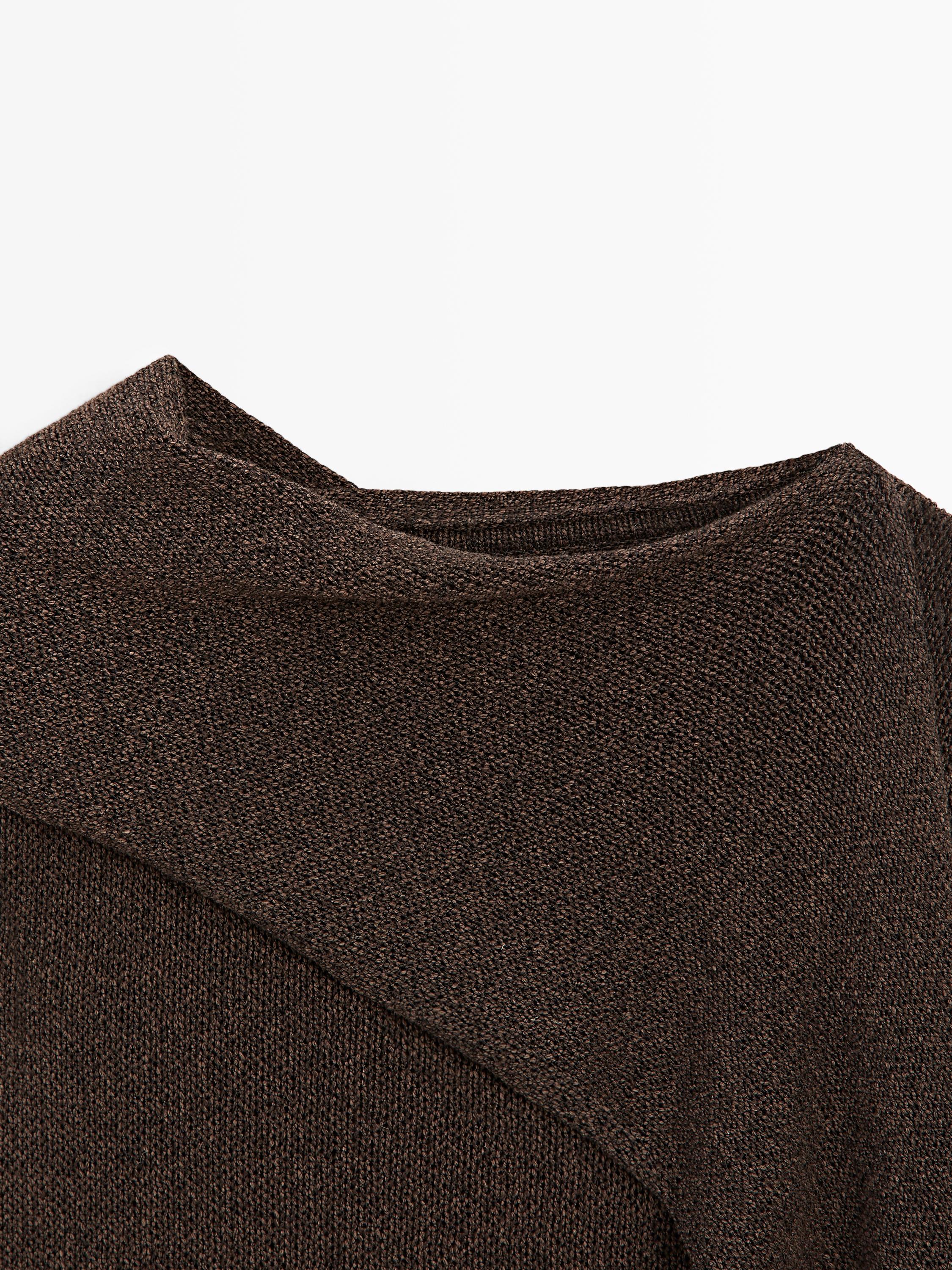 Cotton blend knit cape sweater — Chocolate