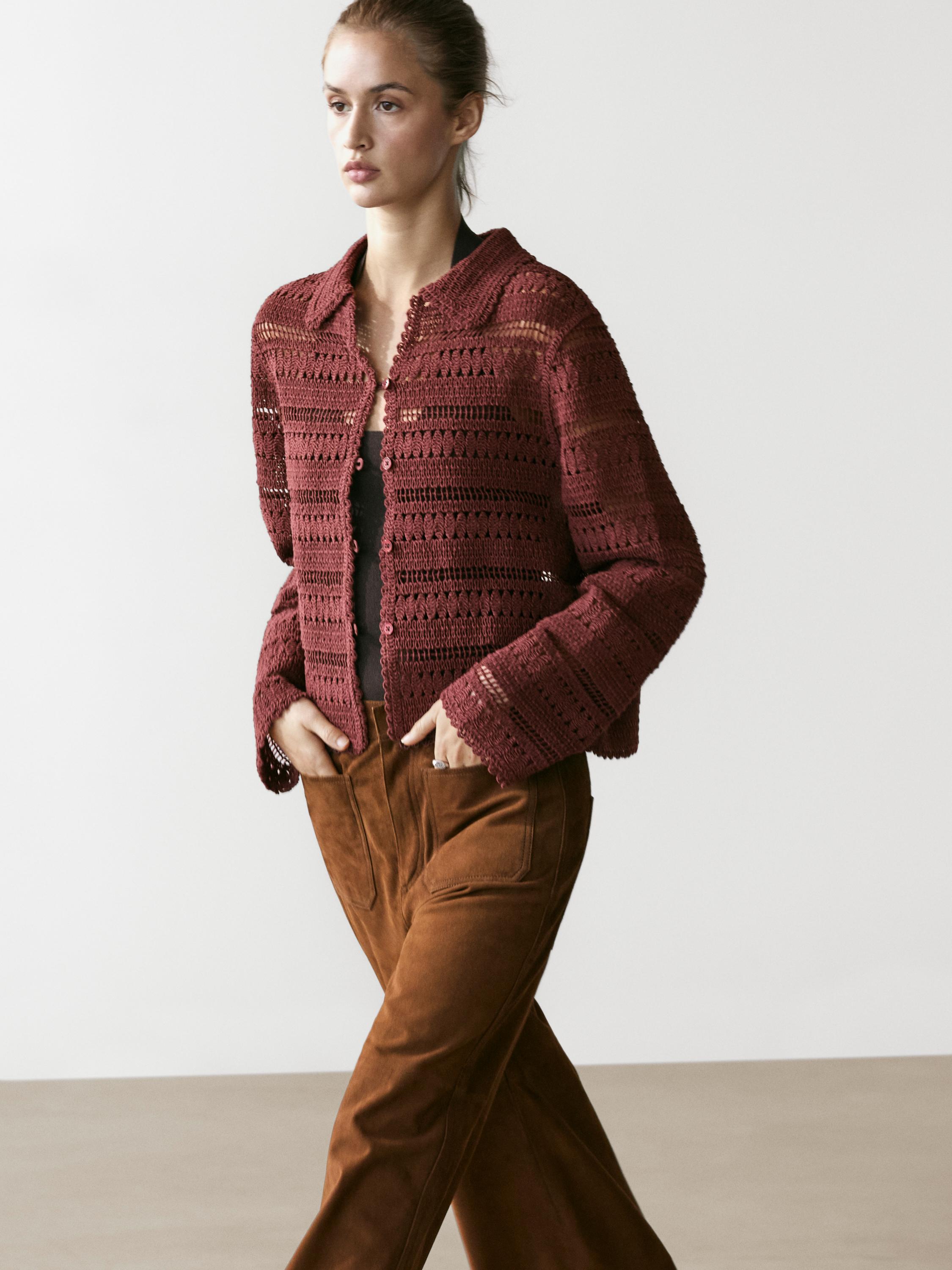 Cropped suede leather trousers with drawstrings — BROWN