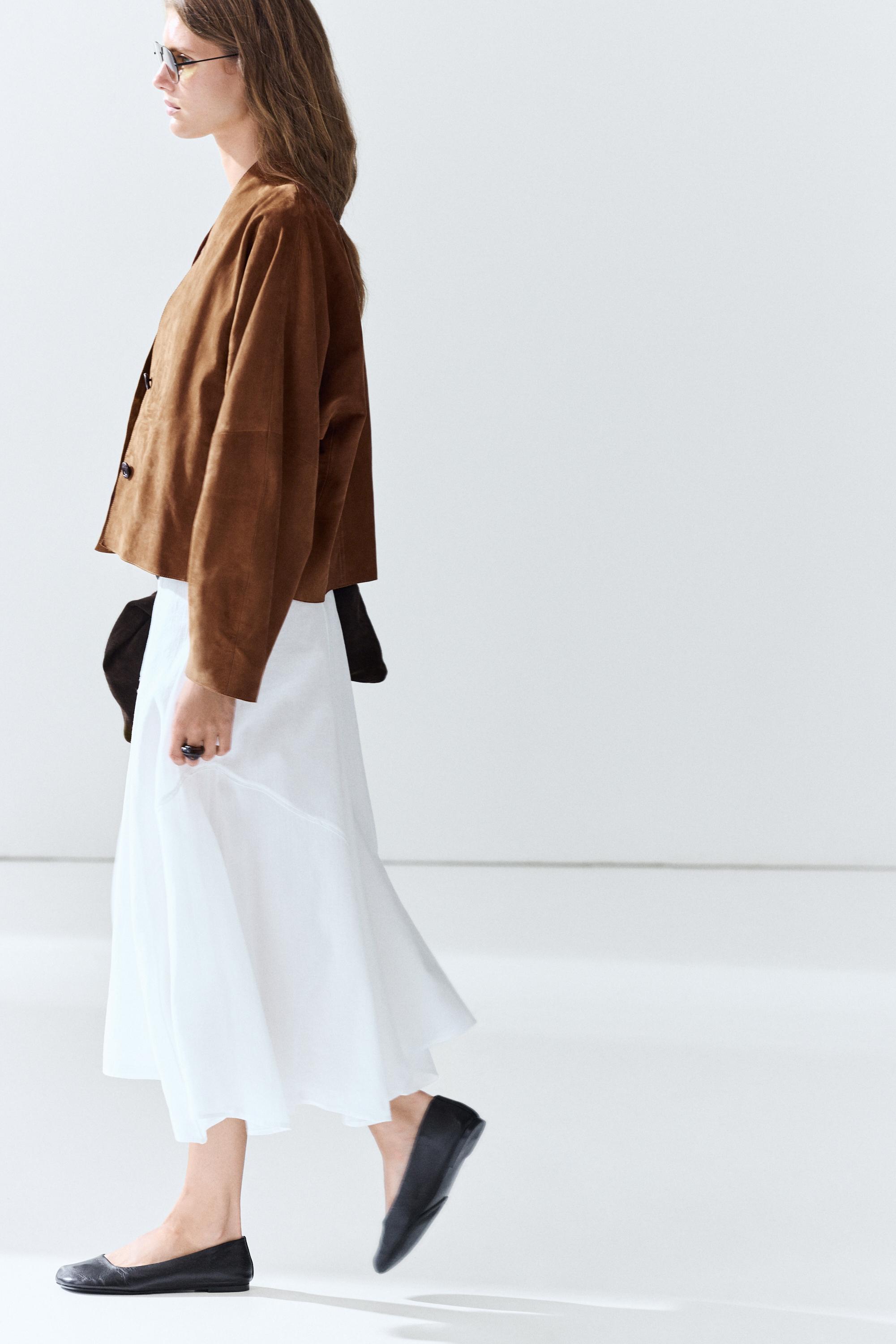 Flowing midi skirt with panel detail — WHITE