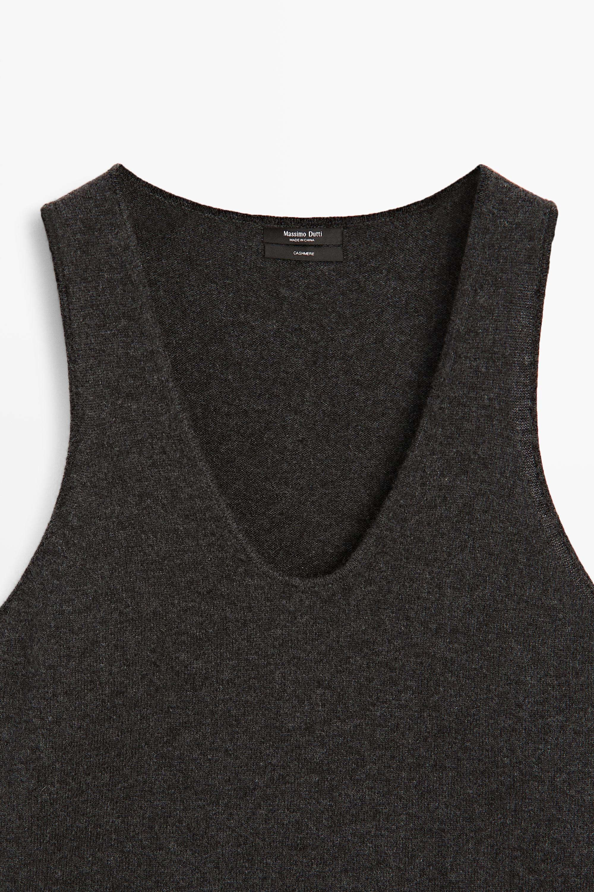 100% Cashmere Knit Top — GREY