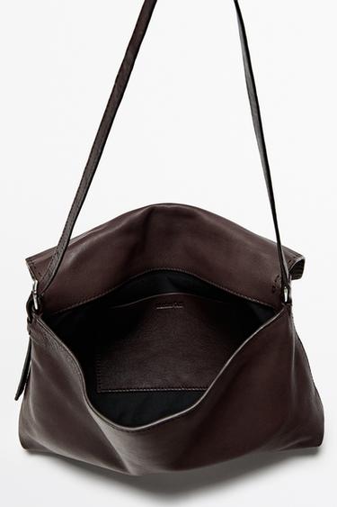 Nappa leather mini bag with stitch detail — BROWN 7