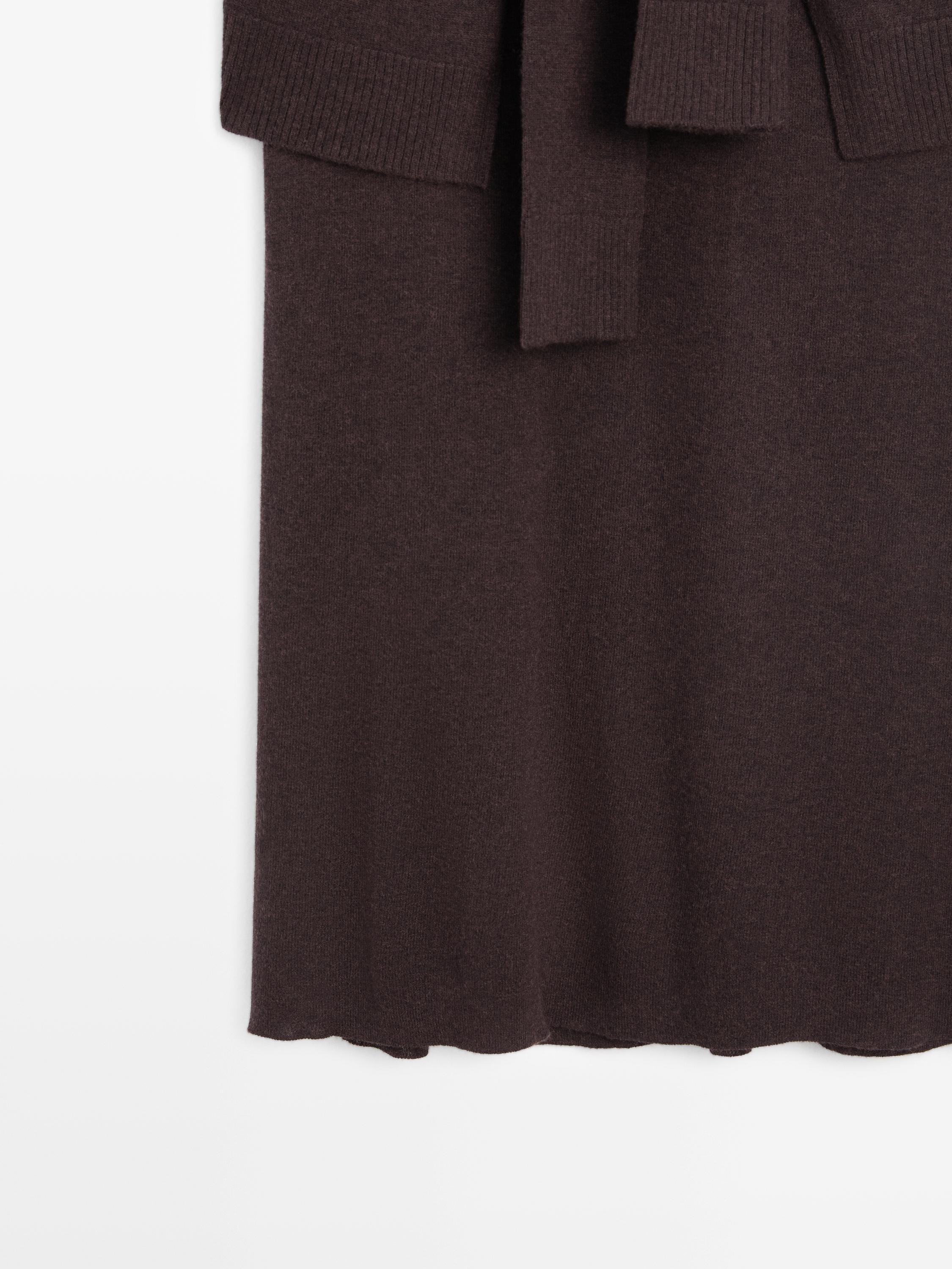 Knit skirt with knotted sleeve details — Chocolate