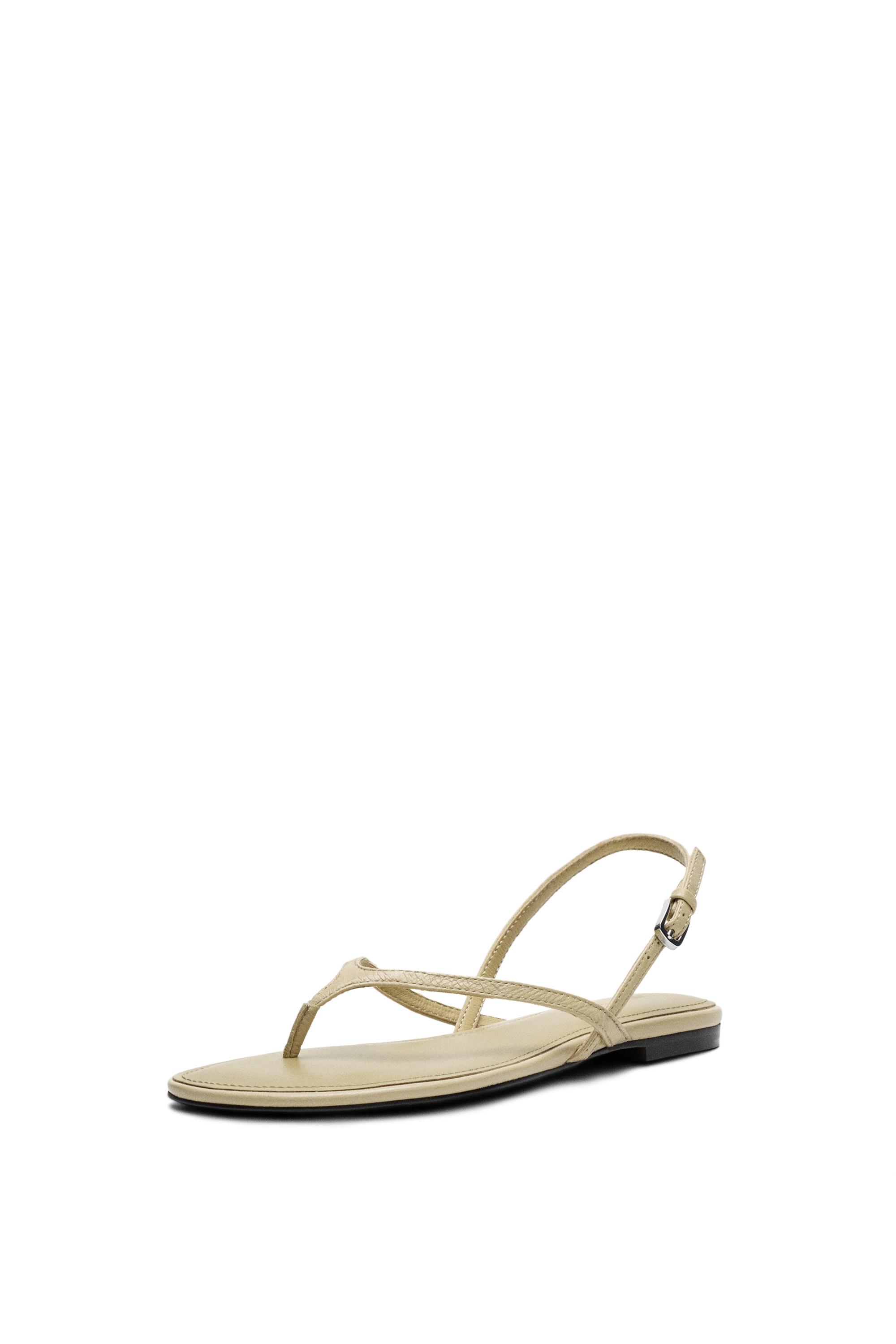 Flat leather sandals — CREAM