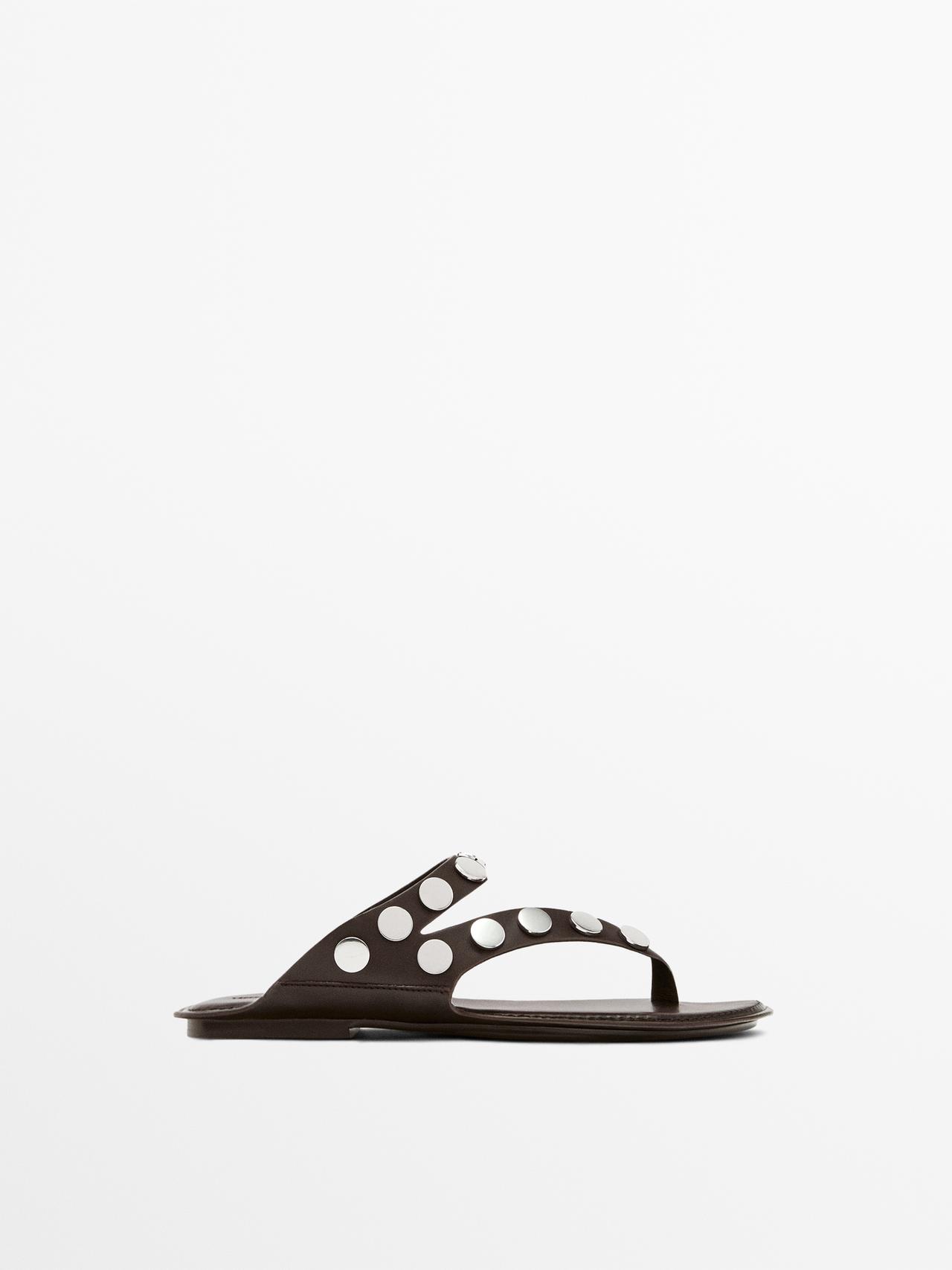 Massimo Dutti Sandalia Piel Con Tachas In Multi