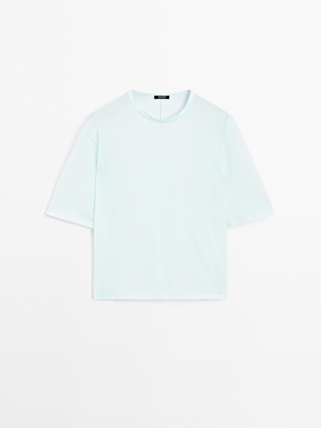 Massimo Dutti - Dame - Kortærmet T-Shirt I 100 % Bomuld - Blå - Xs