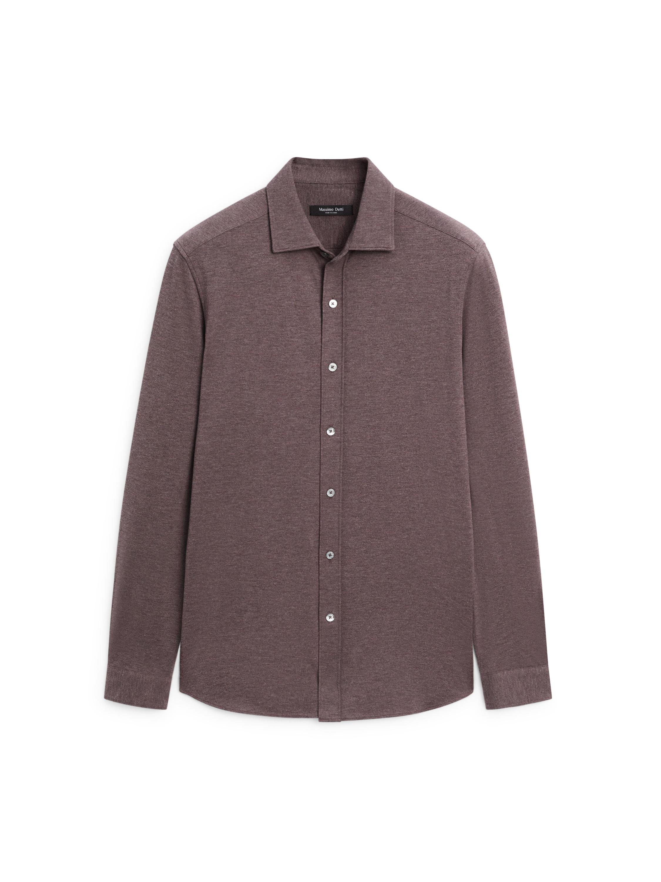 Regular fit melange shirt — BROWN