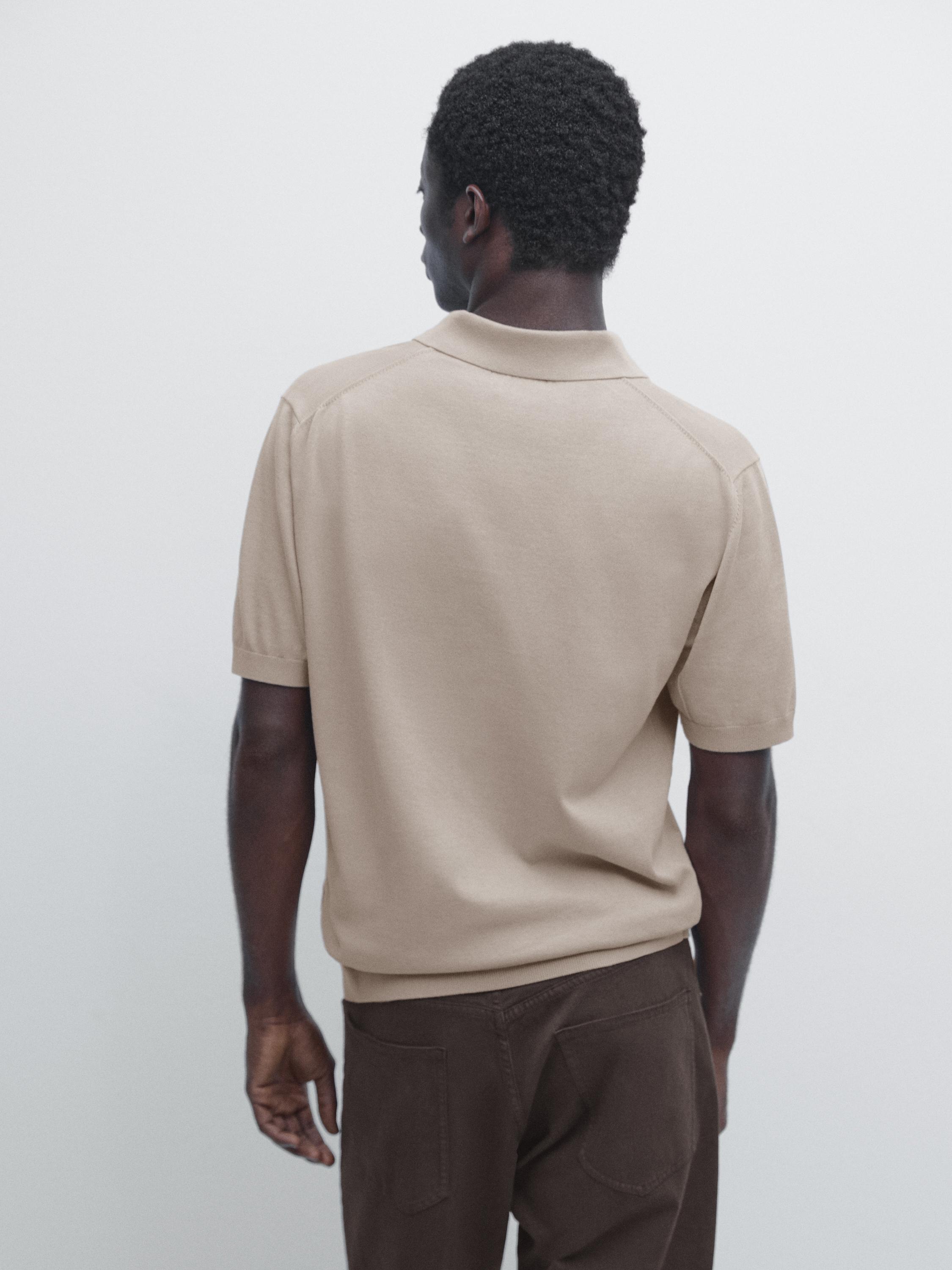 100% cotton knit polo shirt — BEIGE