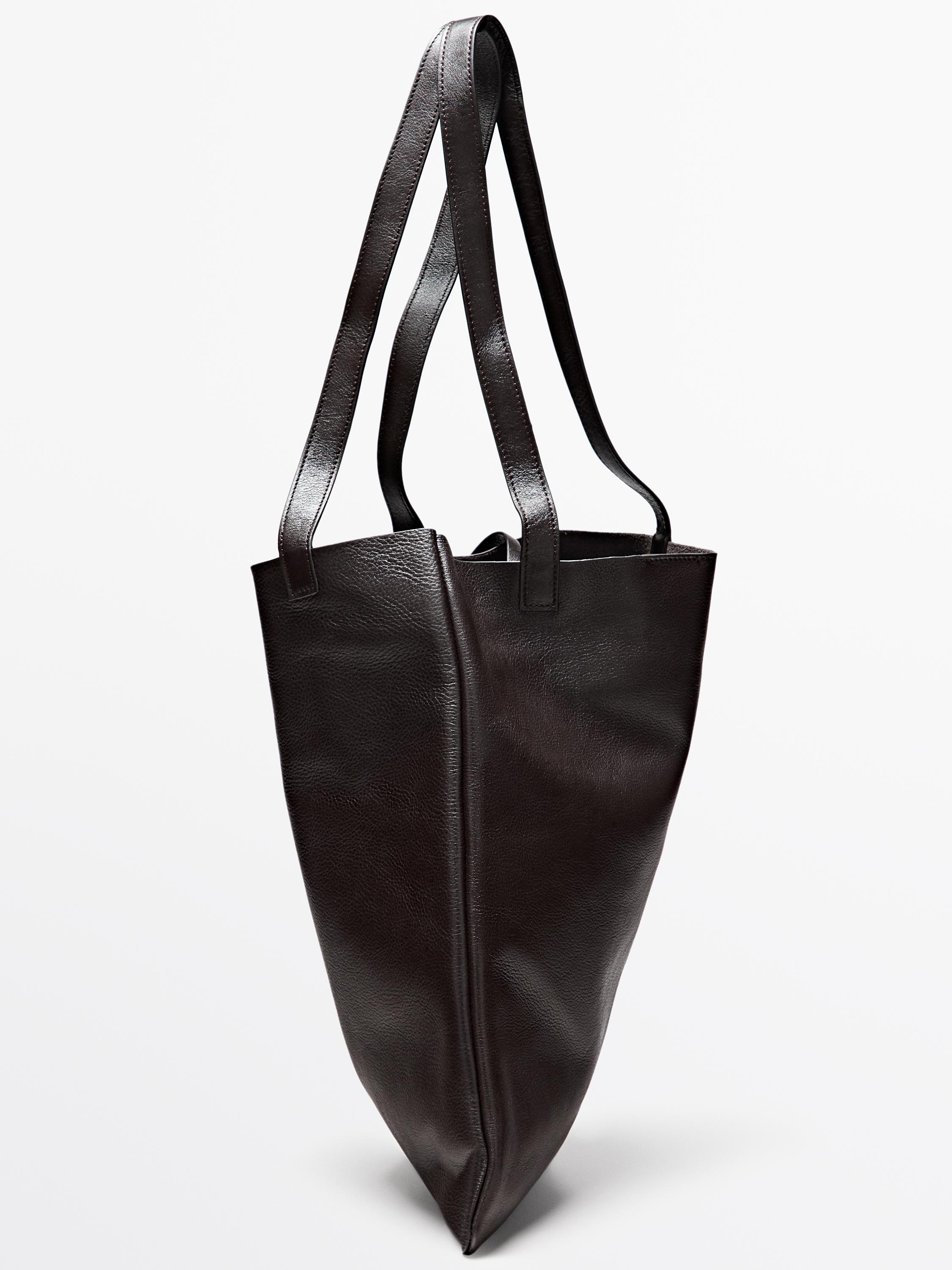 Tote bag avec détail pochette en cuir nappa