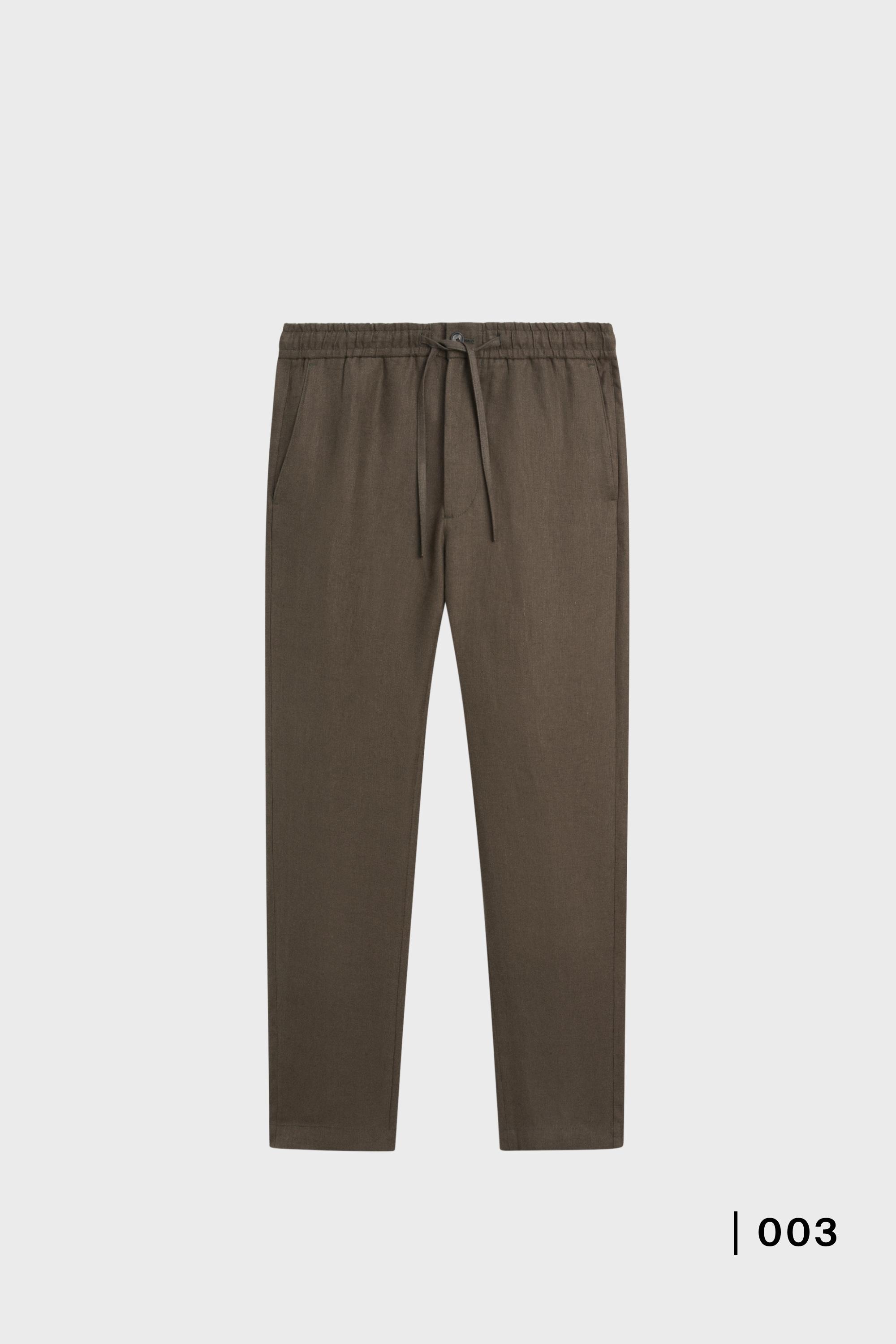 100% linen trousers with herringbone detail — GREEN