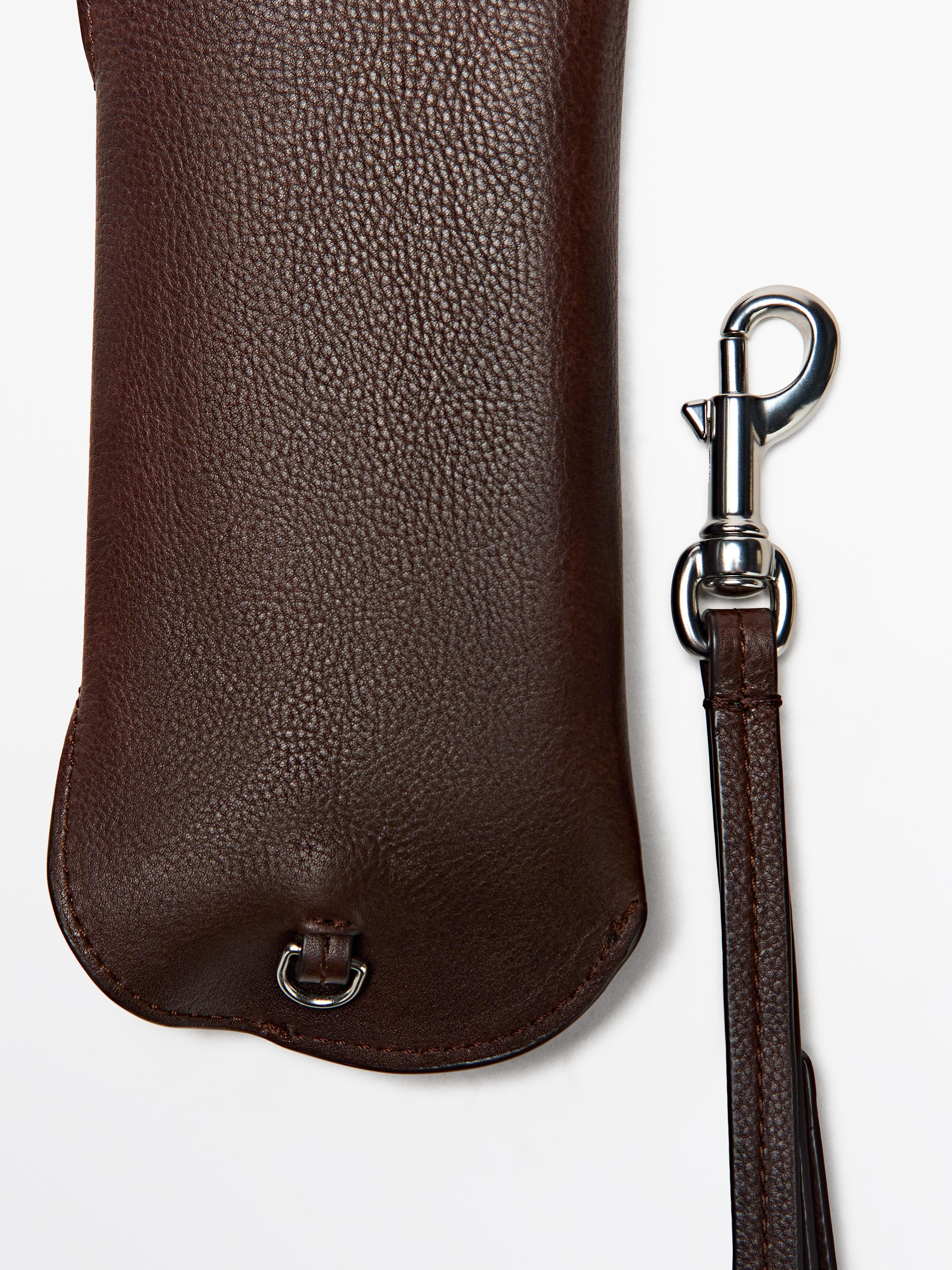 Nappa leather glasses case — BROWN