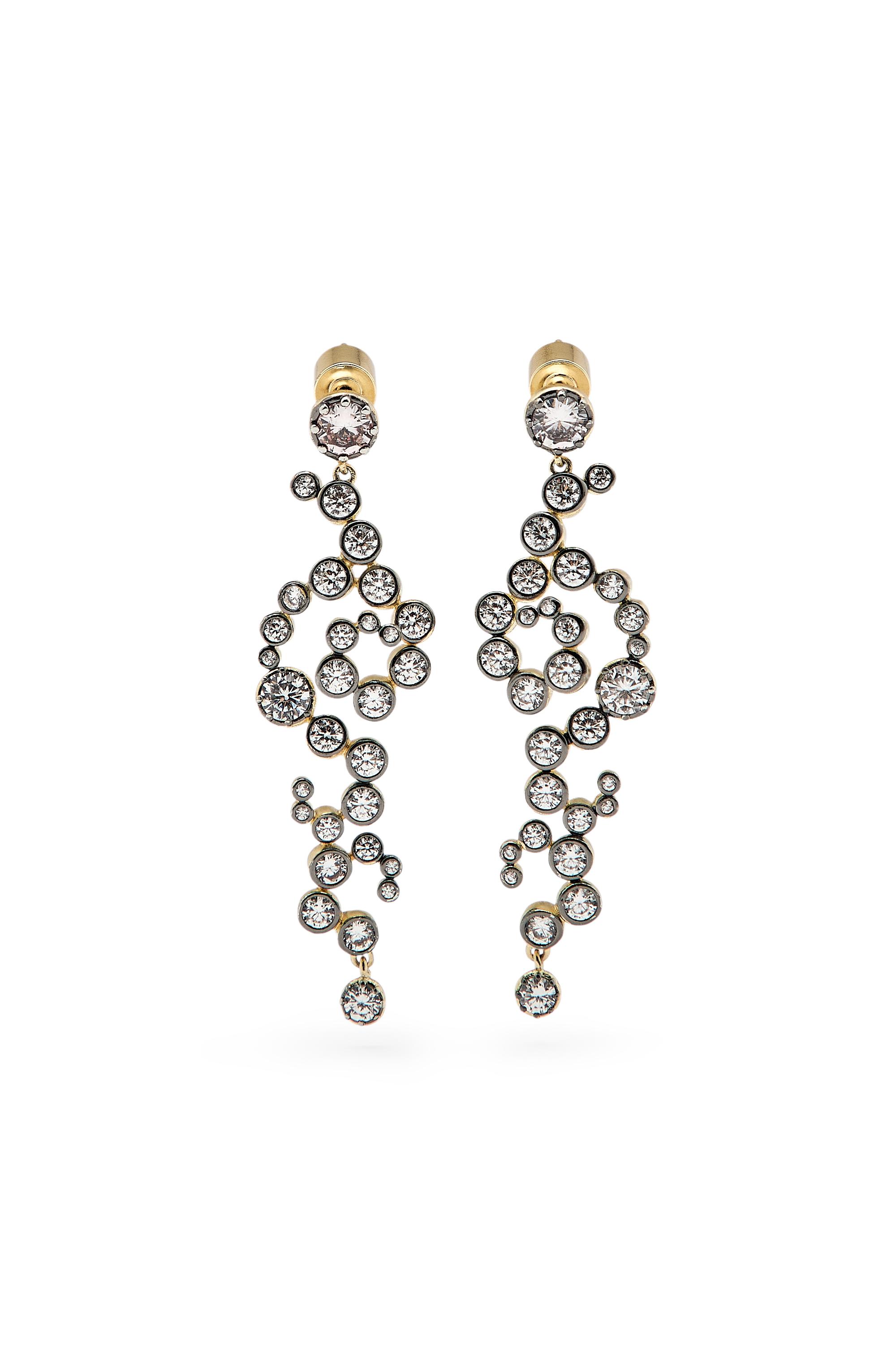 Spiral rhinestone dangle earrings — GOLDEN