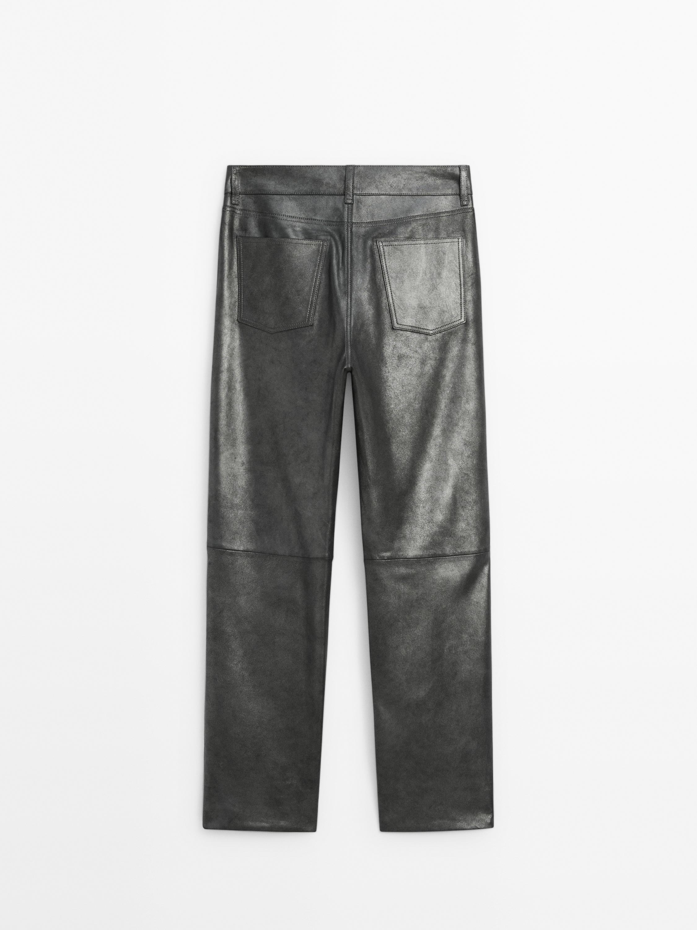 Straight-leg leather trousers