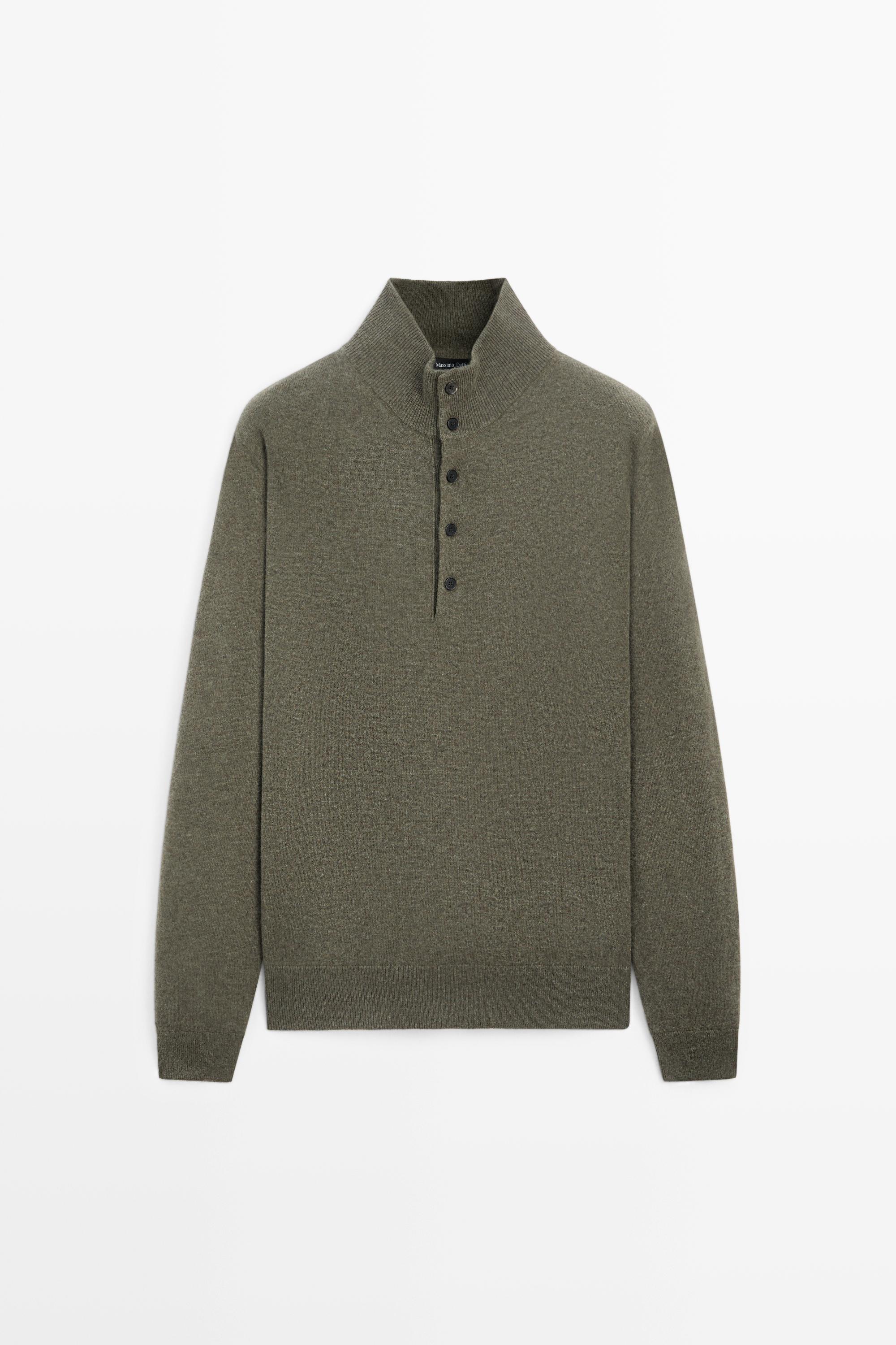 Wool blend mock neck knit sweater