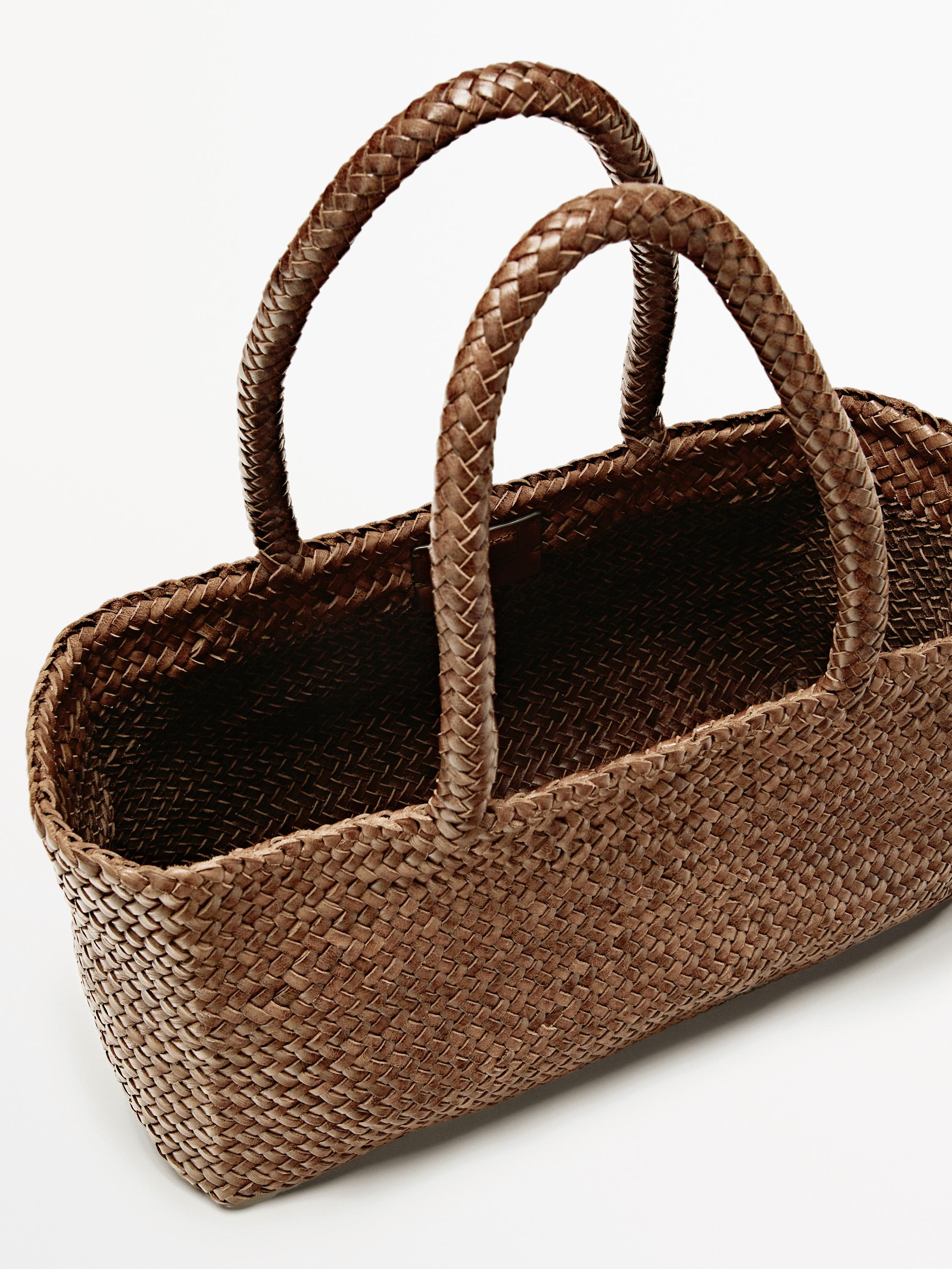 Medium braided nappa leather tote bag — LEATHER