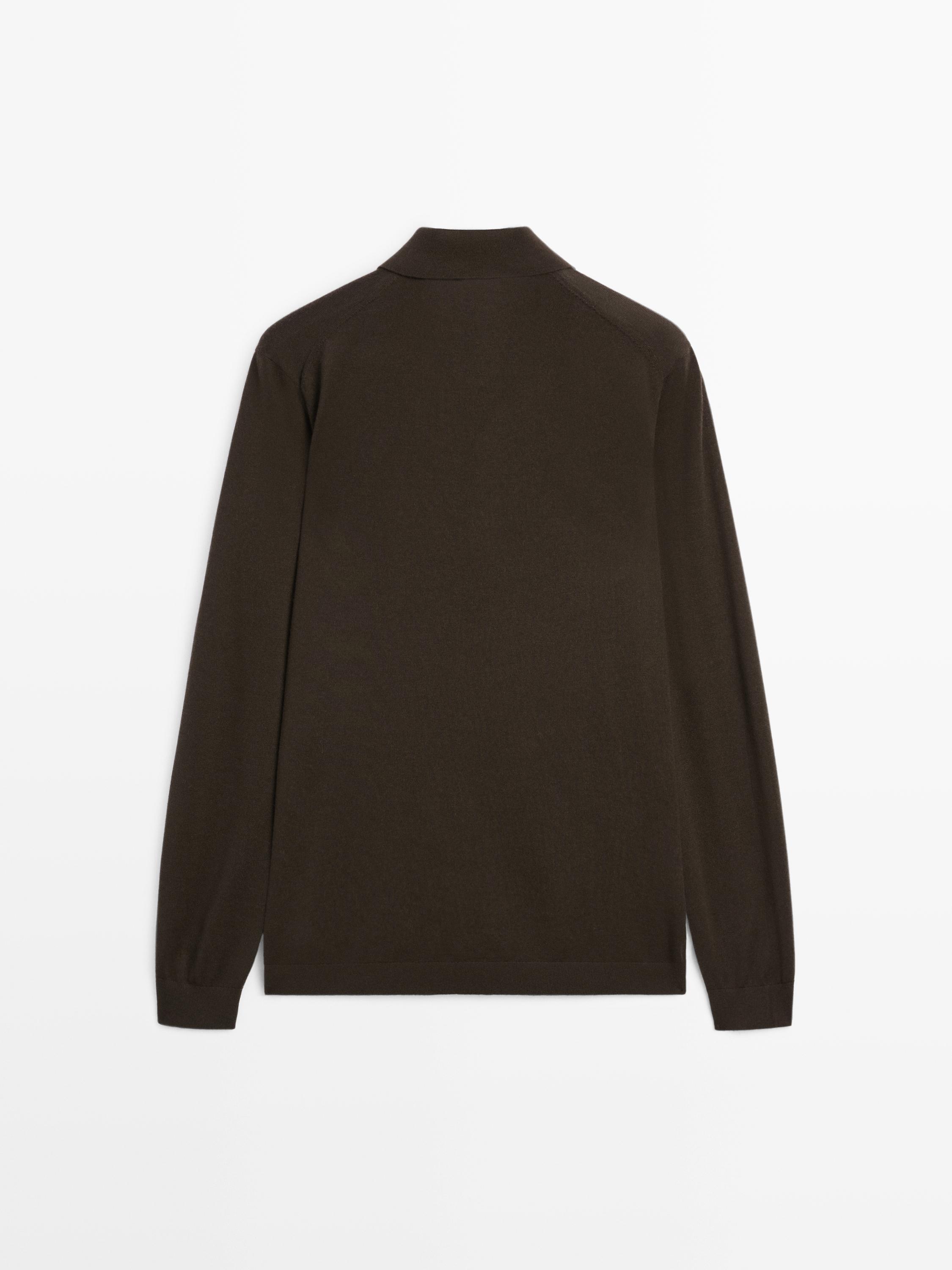 100% merino wool knit polo jumper