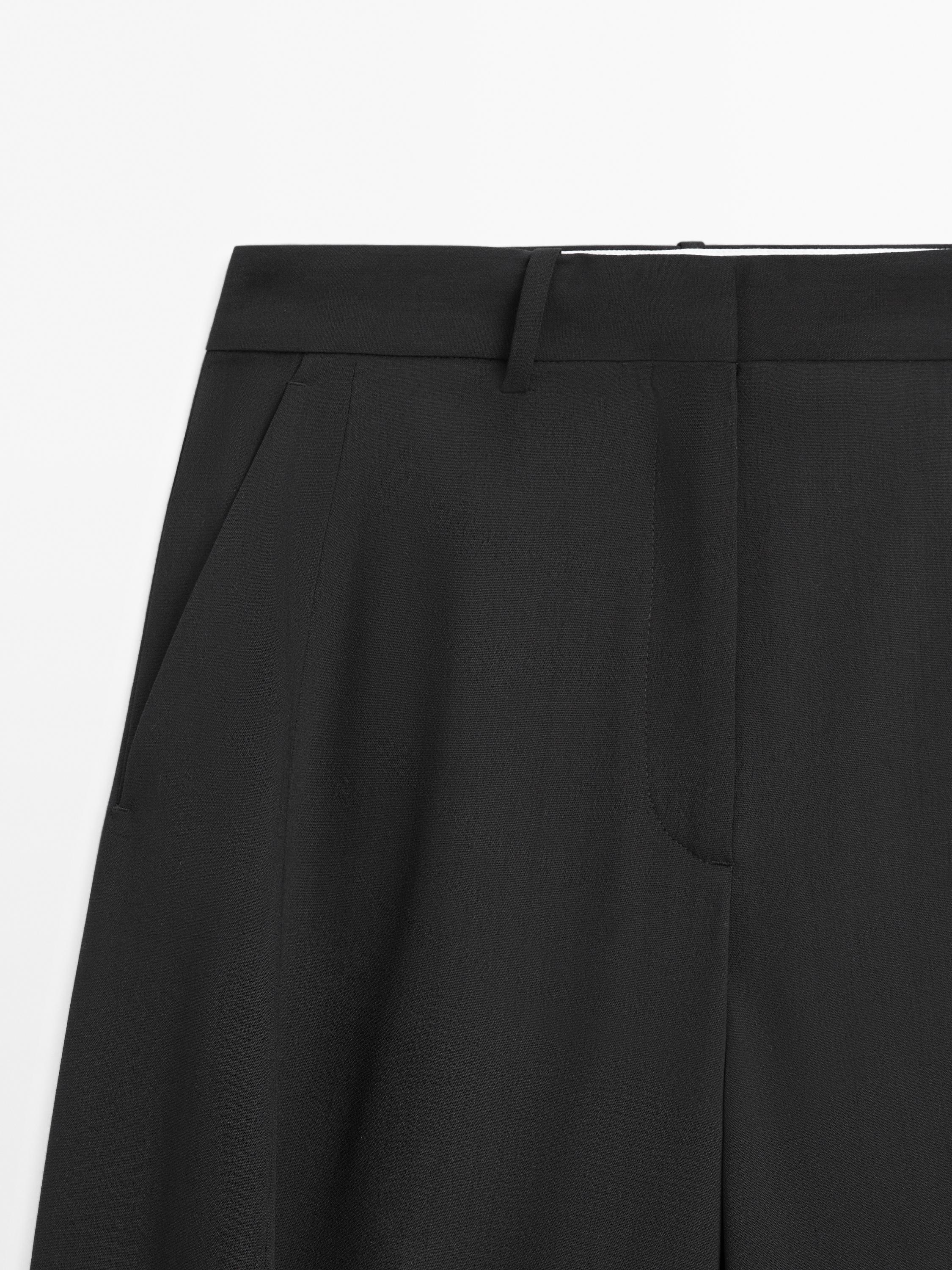 Darted wool blend trousers
