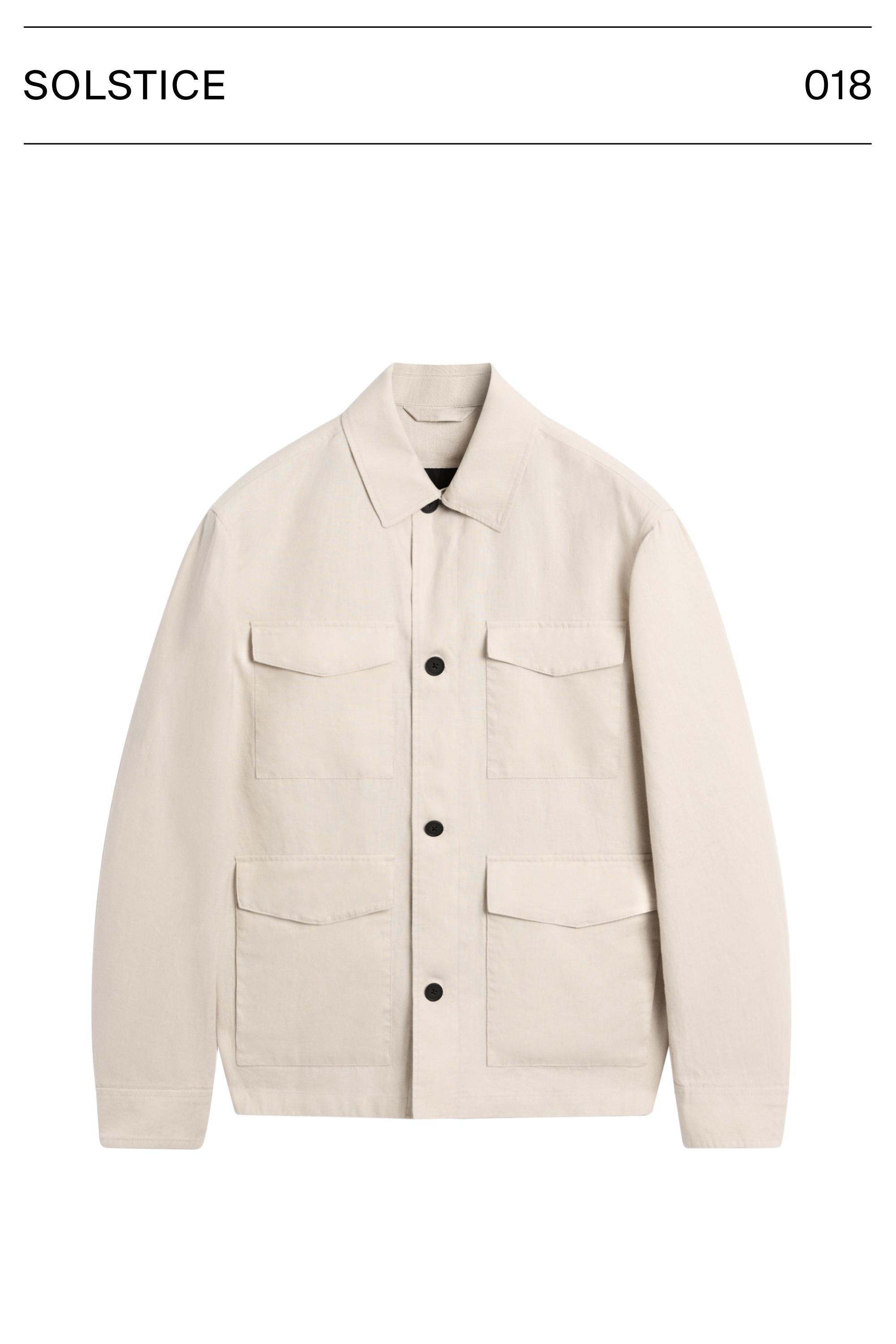 Lightweight linen jacket with pockets — STONE