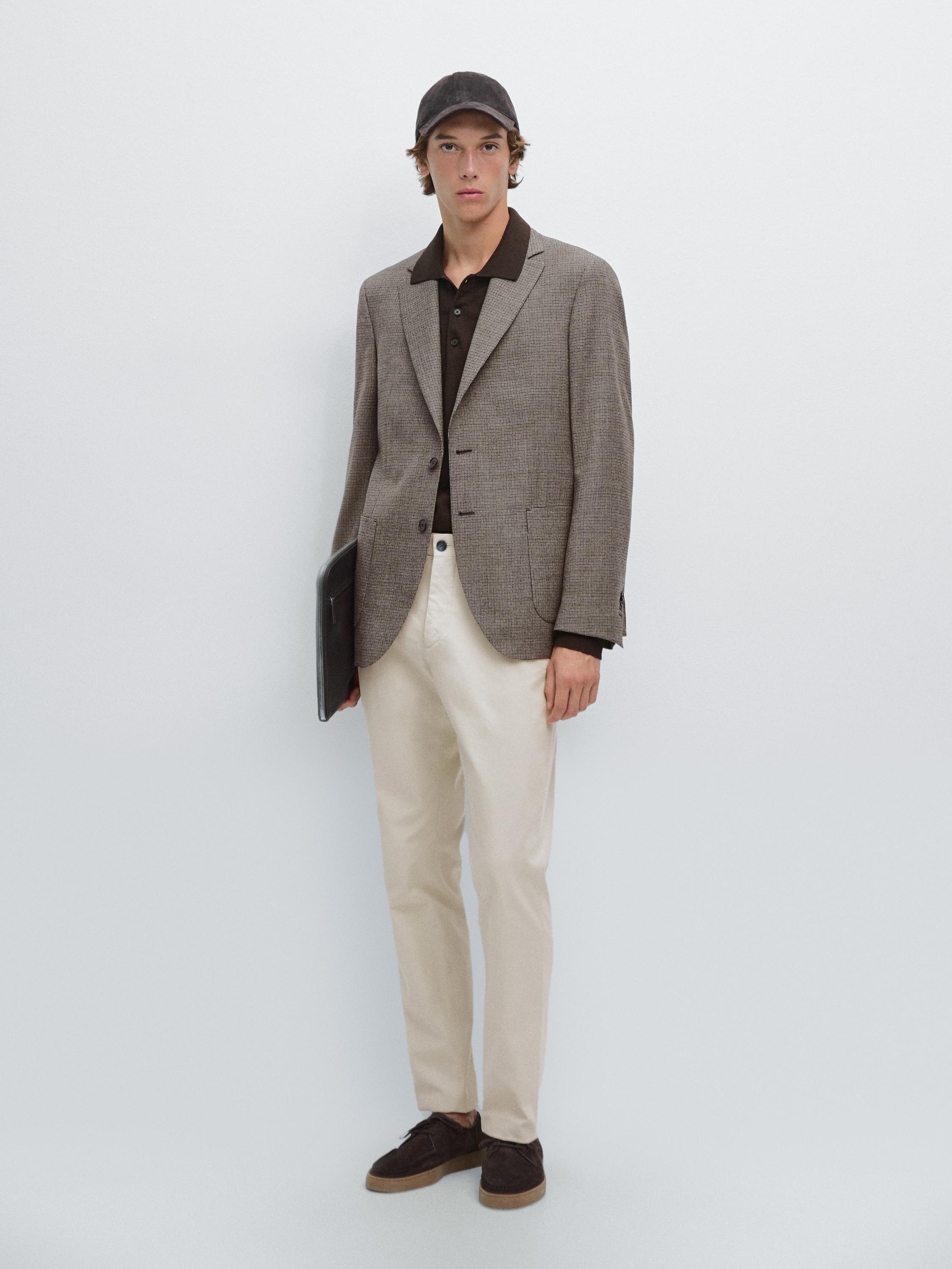 Slim fit textured trousers
