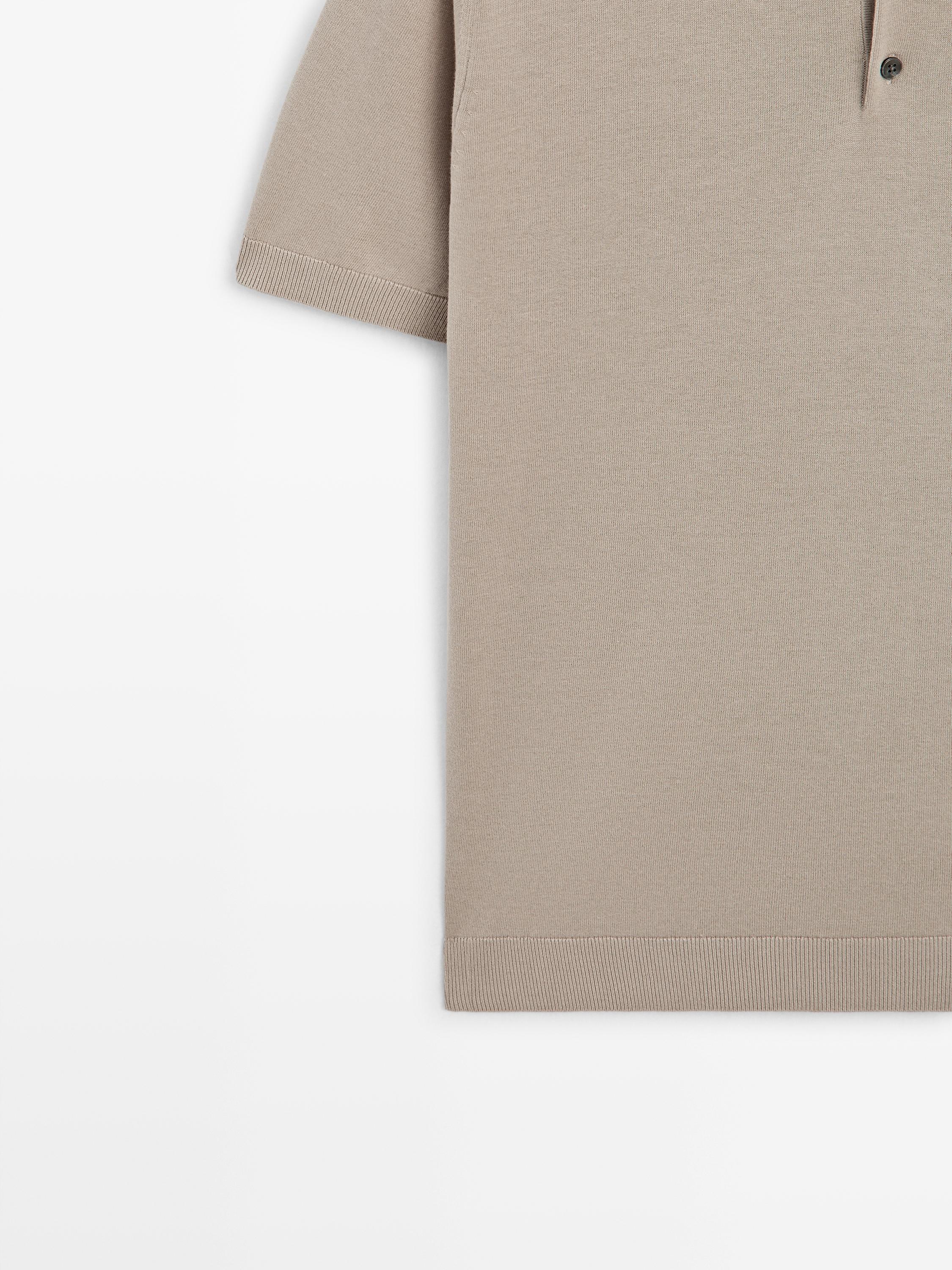 100% cotton knit polo shirt — BEIGE