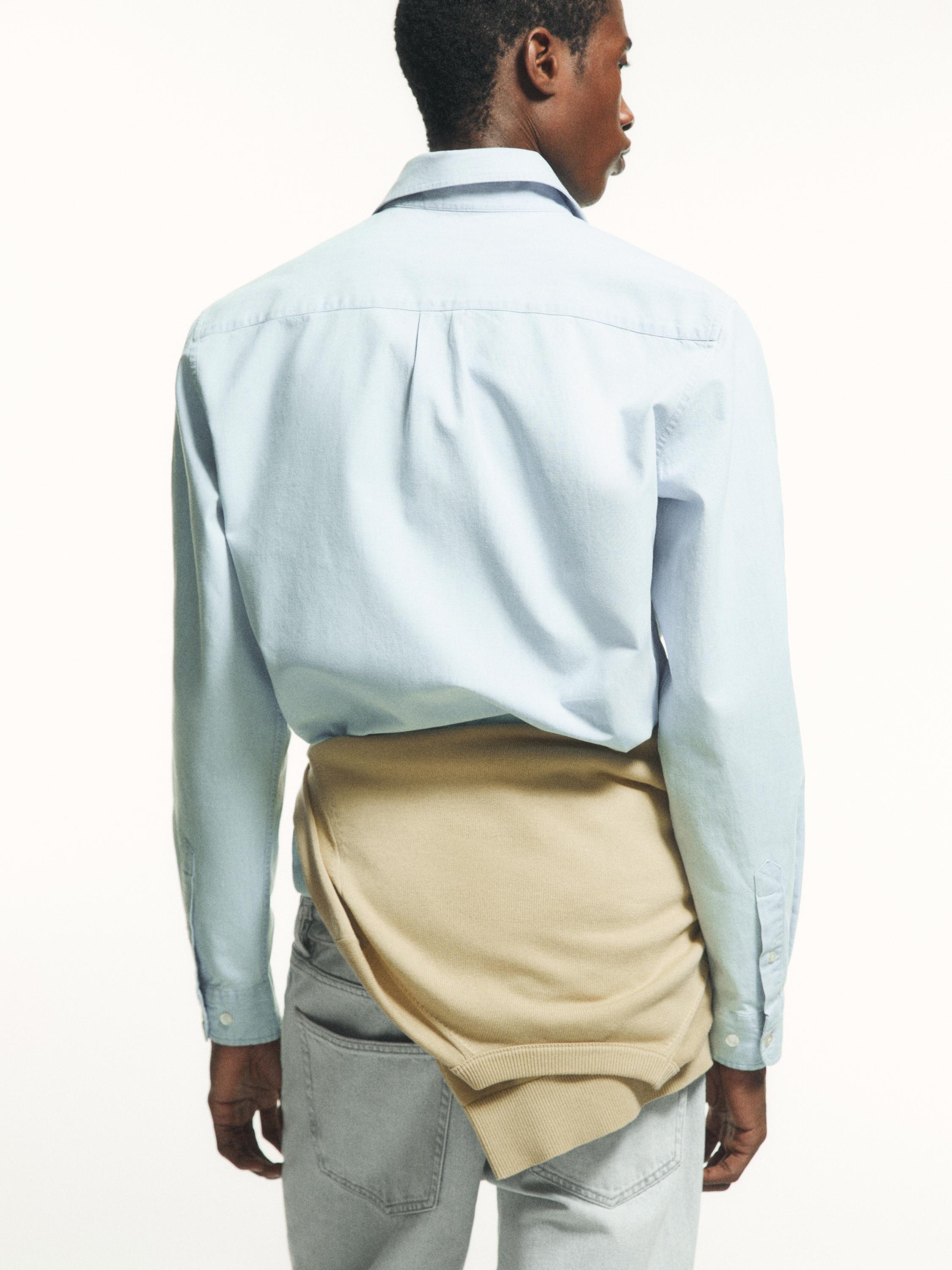 100% cotton regular fit denim shirt — SKY BLUE
